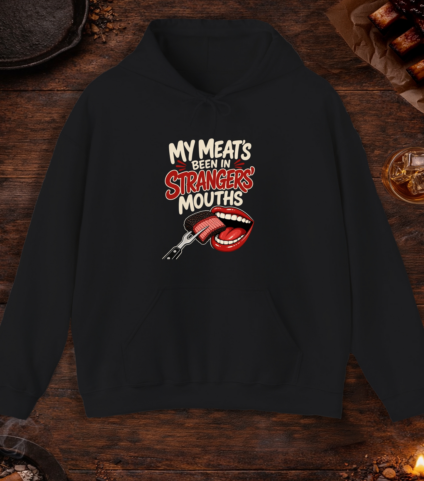 Meat in Strangers Mouths Hoodie - Black