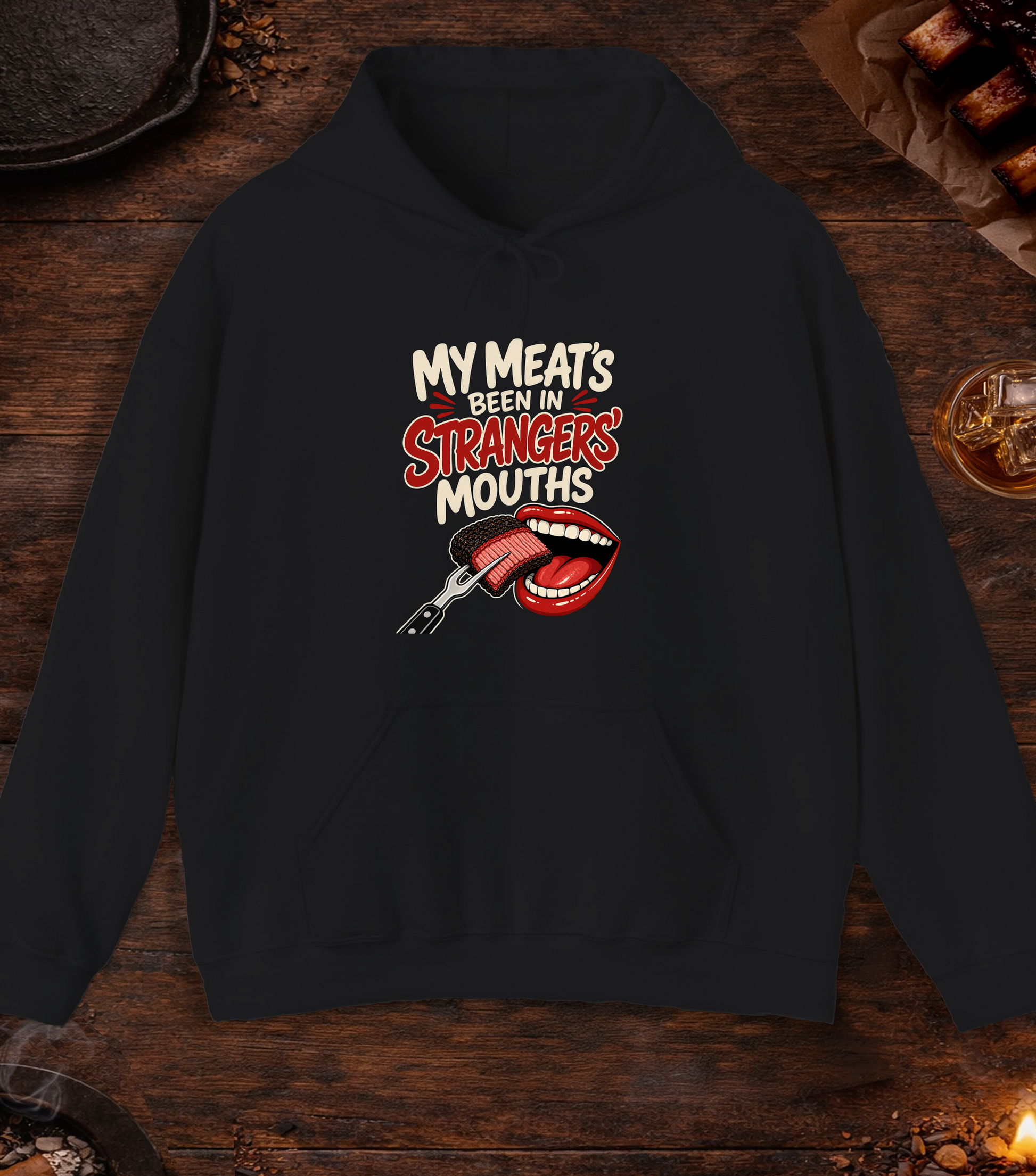 Meat in Strangers Mouths Hoodie - Black