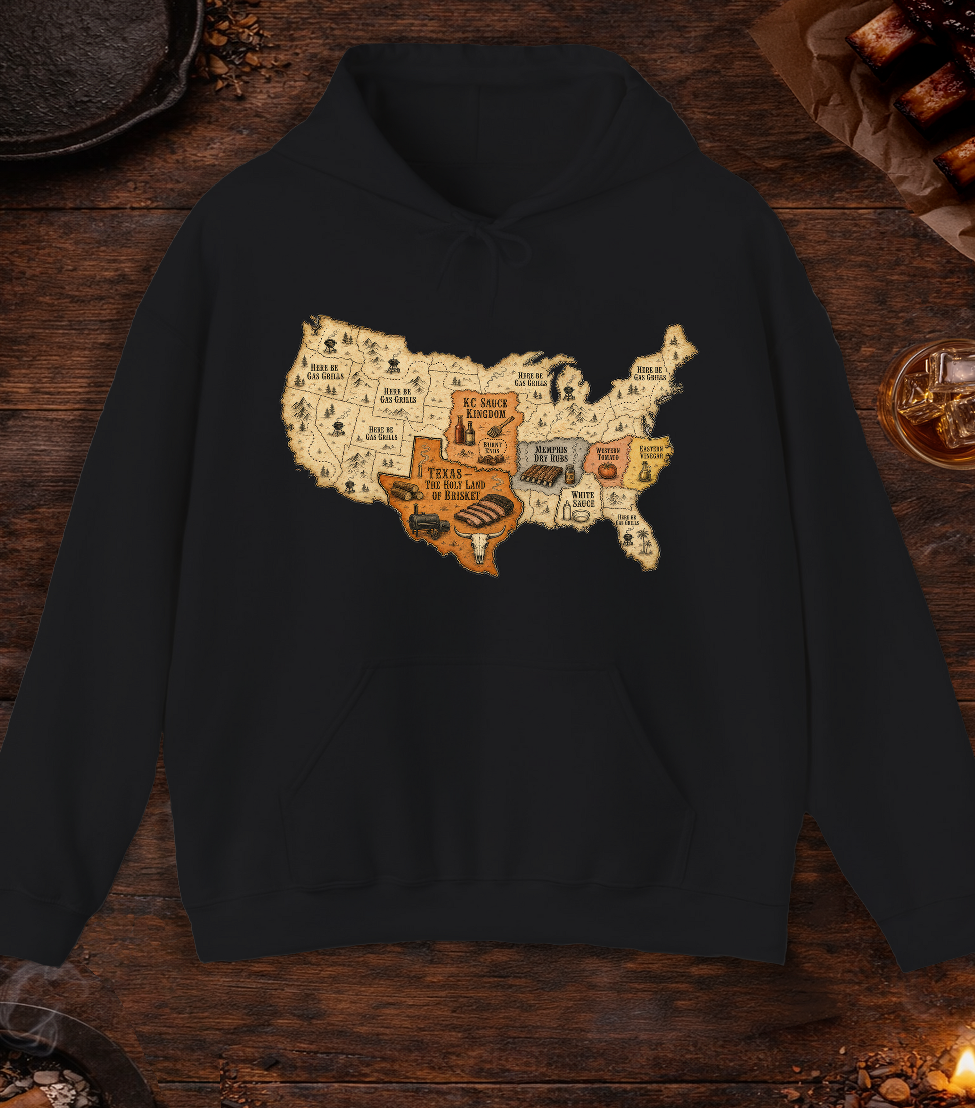 Map of BBQ Hoodie - Black