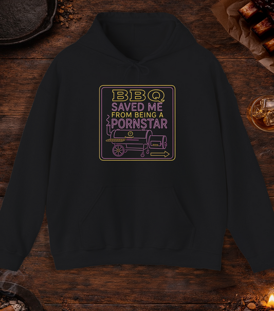BBQ Saved Me Neon Hoodie - Black