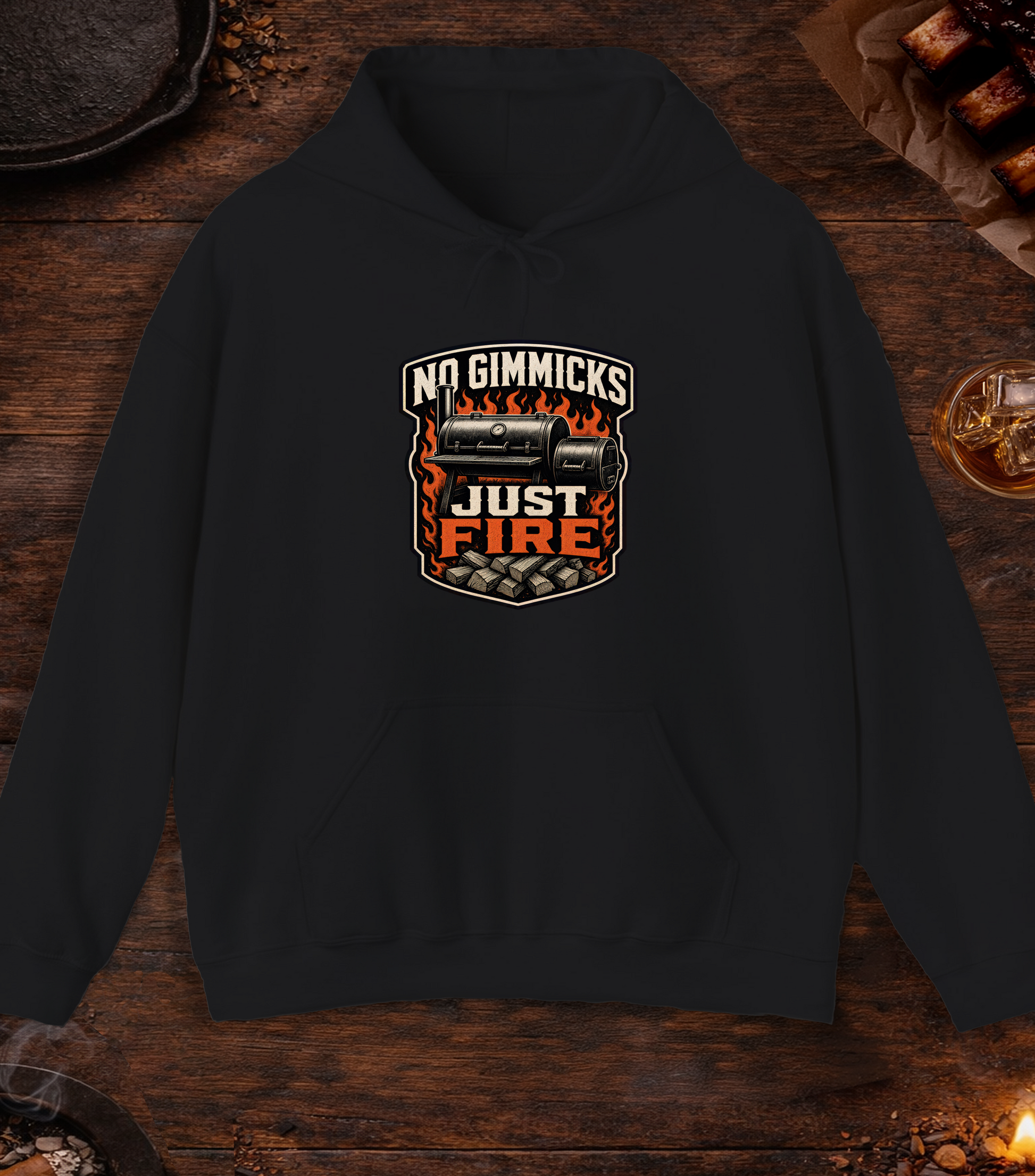 No Gimmicks Just Fire Hoodie - Black