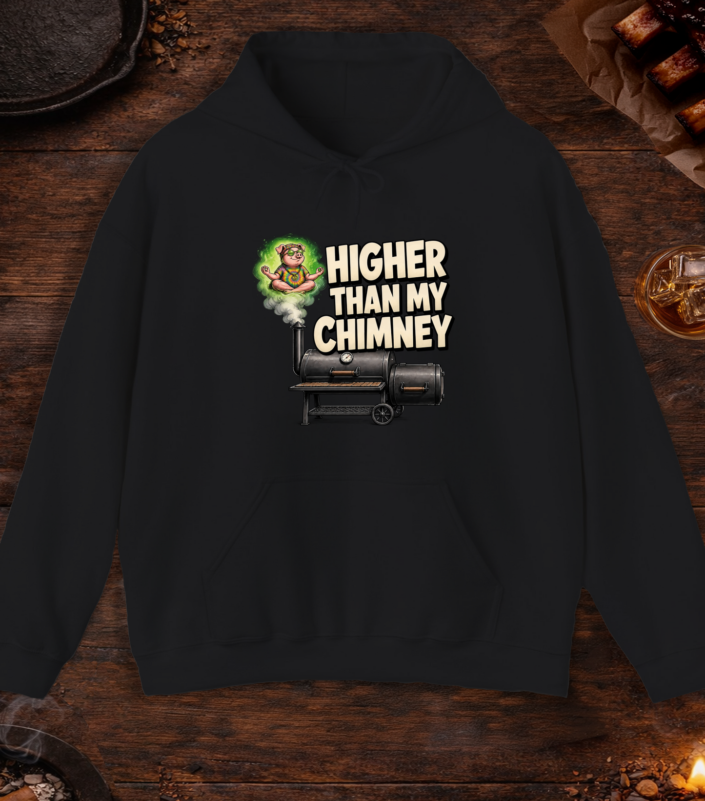 Higher Than Chimeny Hoodie - Black