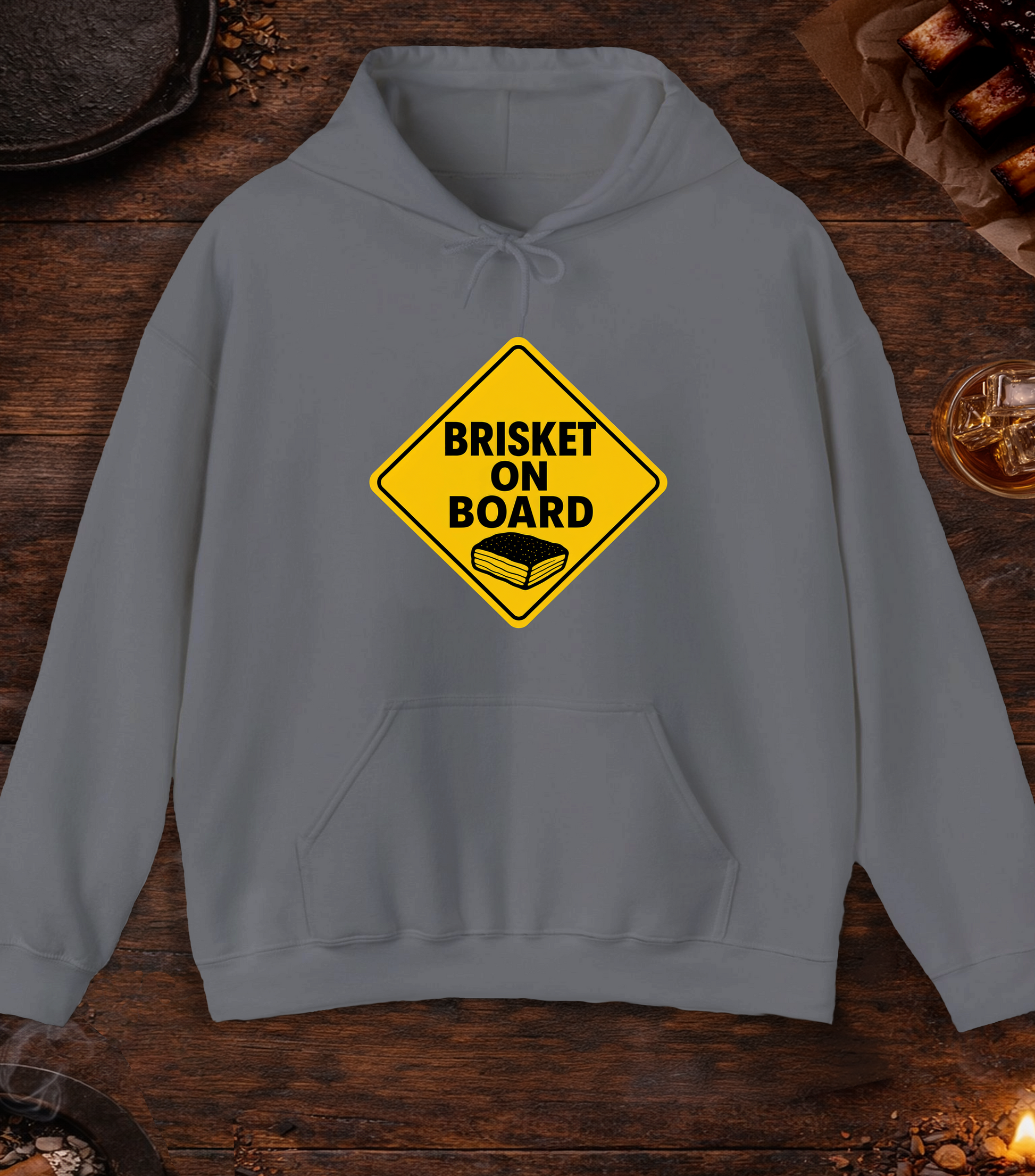 Brisket on Board Hoodie - Charcoal