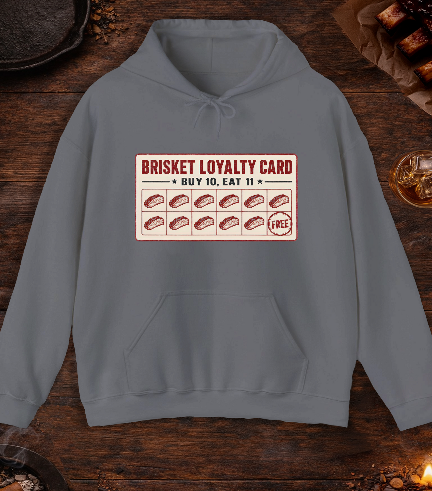 Brisket Loyalty Card Hoodie - Charcoal