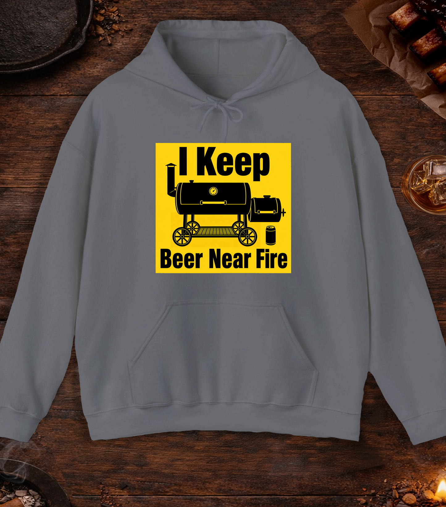 I Keep Beer Near Fire Hoodie - Charcoal