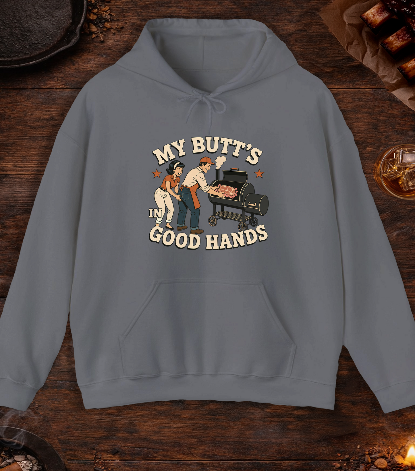 My Butt's In Good Hands Hoodie - Charcoal