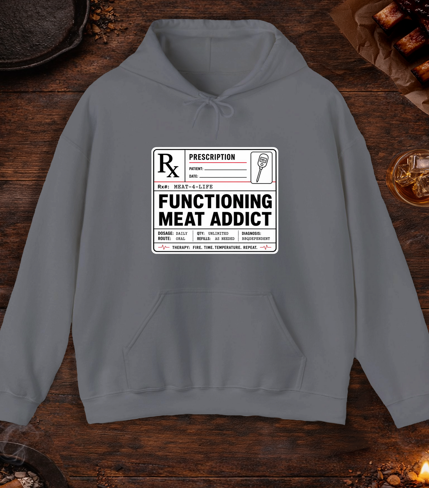 Functioning Meat Addict Hoodie - Charcoal