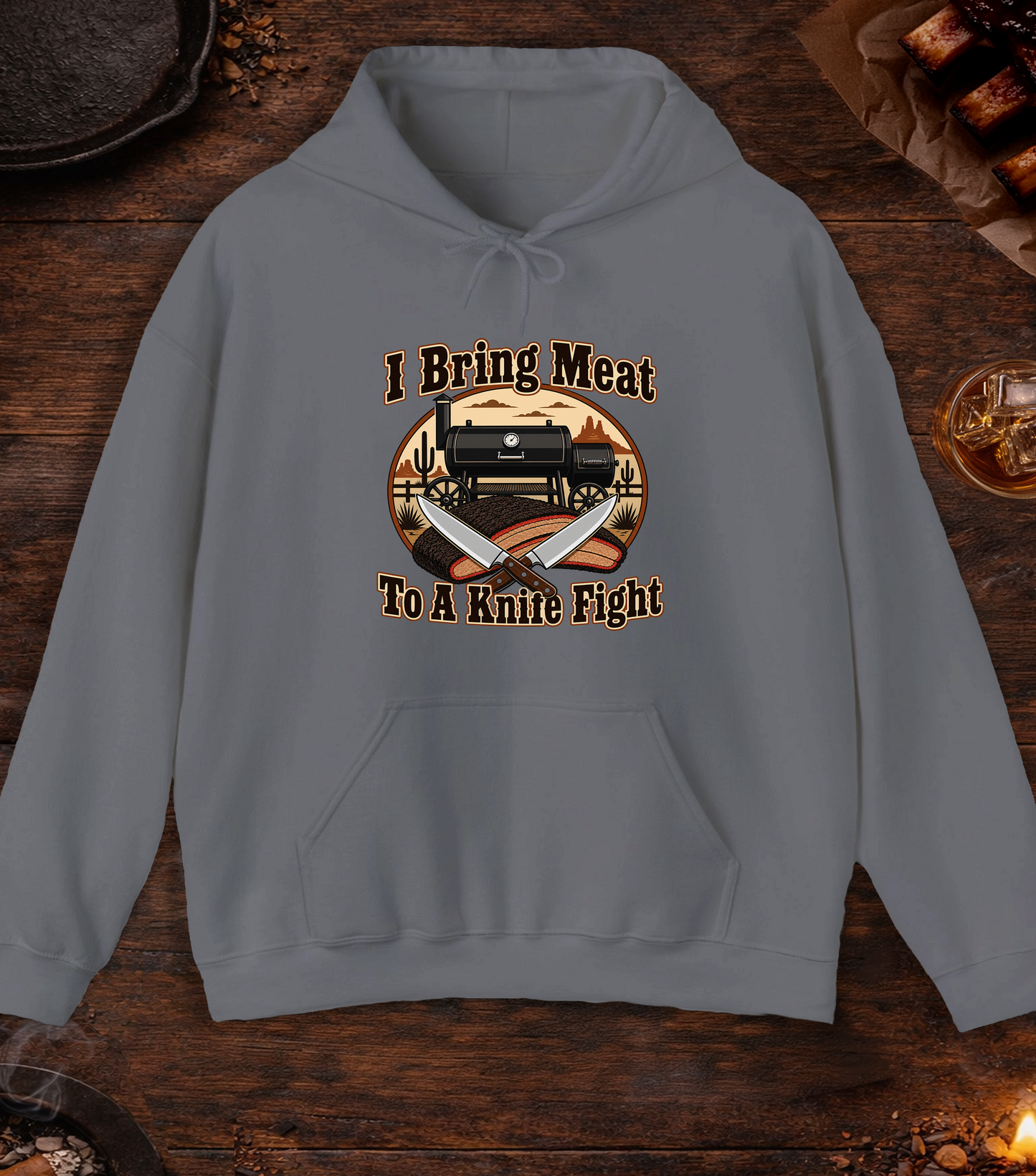I Bring Meat To A Knife Fight Hoodie - Charcoal