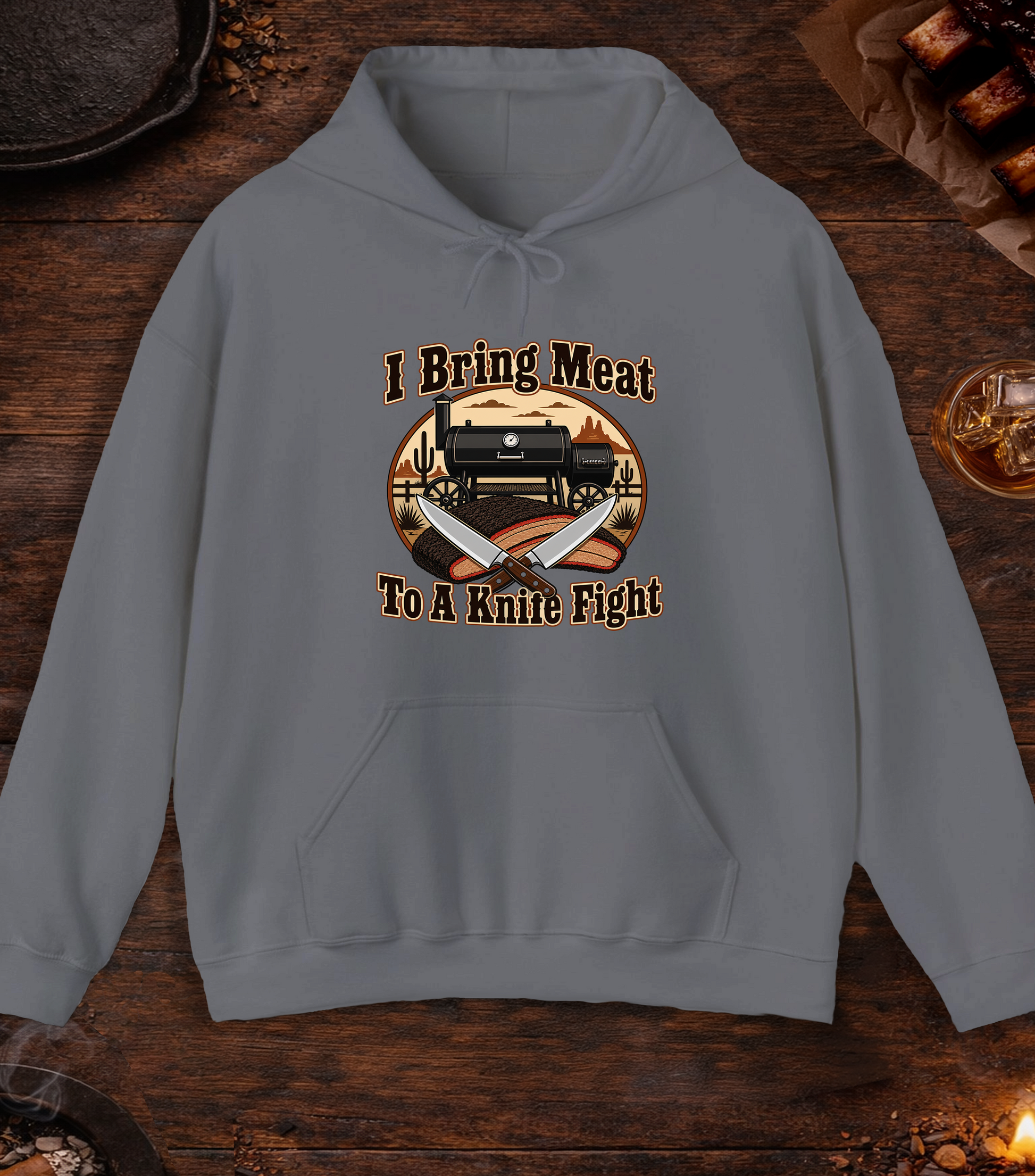 I Bring Meat To A Knife Fight Hoodie - Charcoal