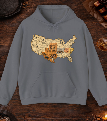 Map of BBQ Hoodie - Charcoal