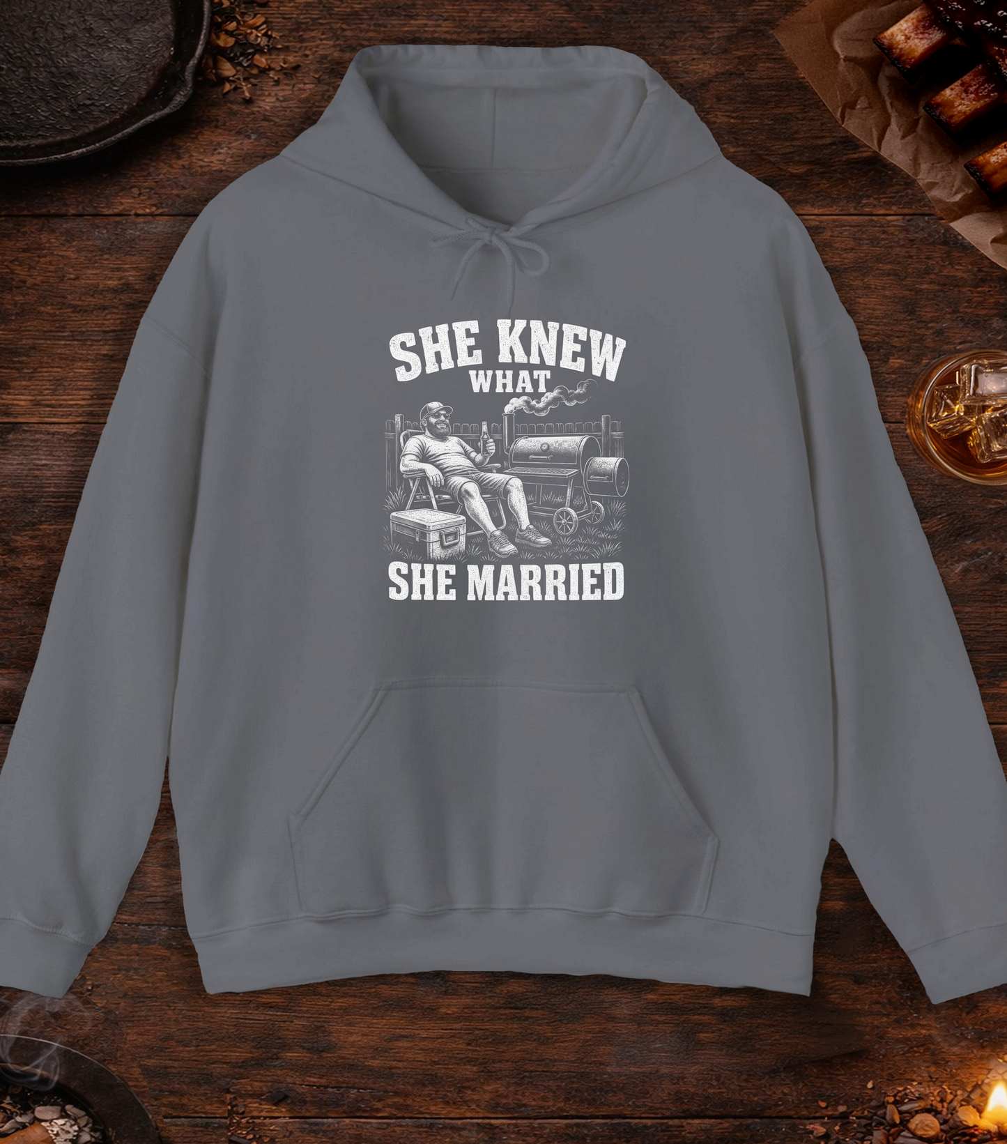 She Knew What She Married Hoodie - Charcoal