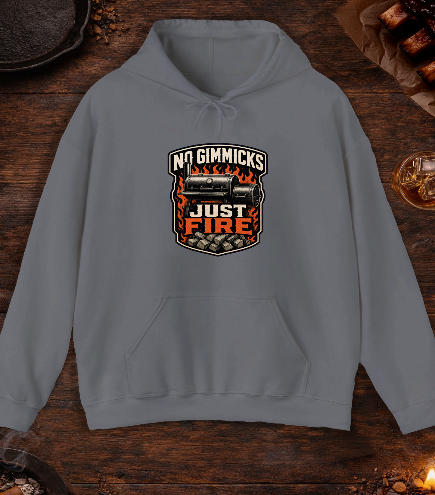 No Gimmicks Just Fire Hoodie - Charcoal