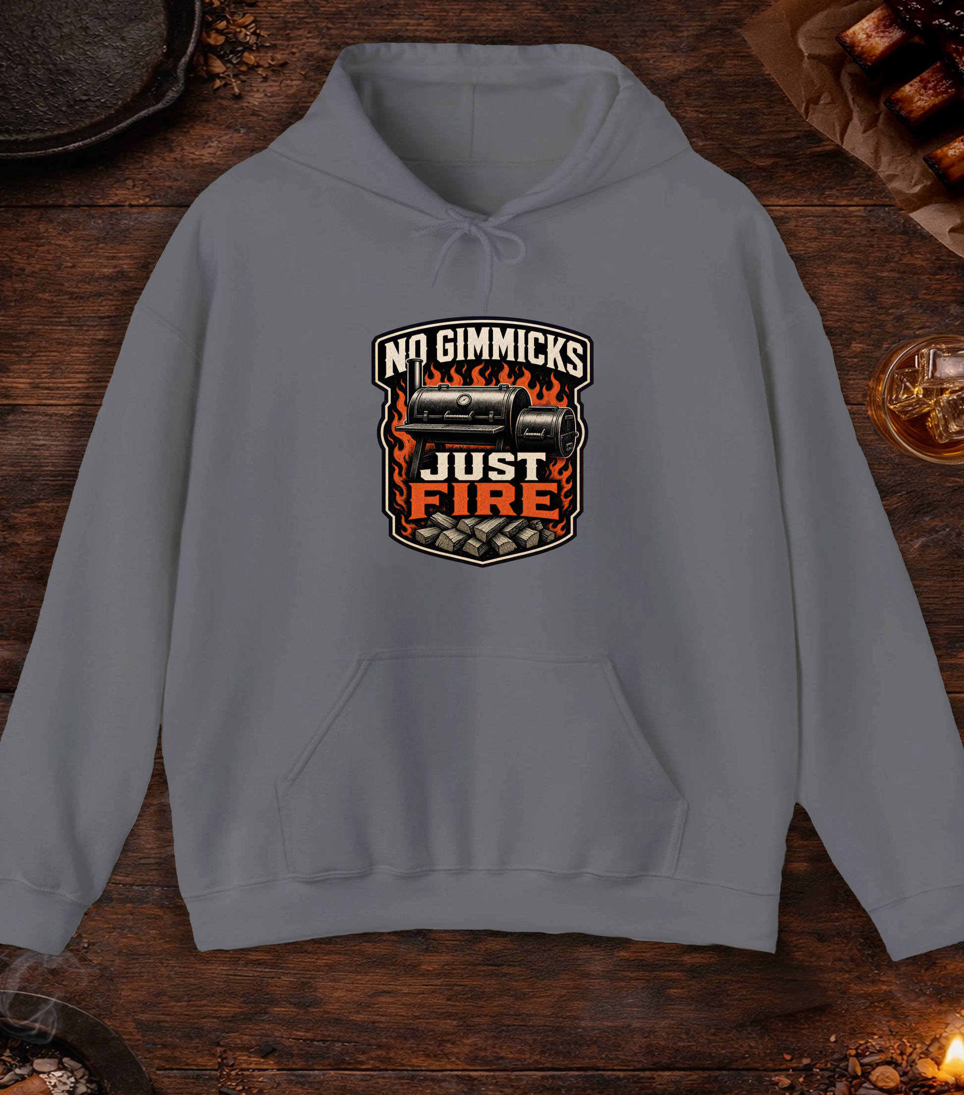 No Gimmicks Just Fire Hoodie - Charcoal