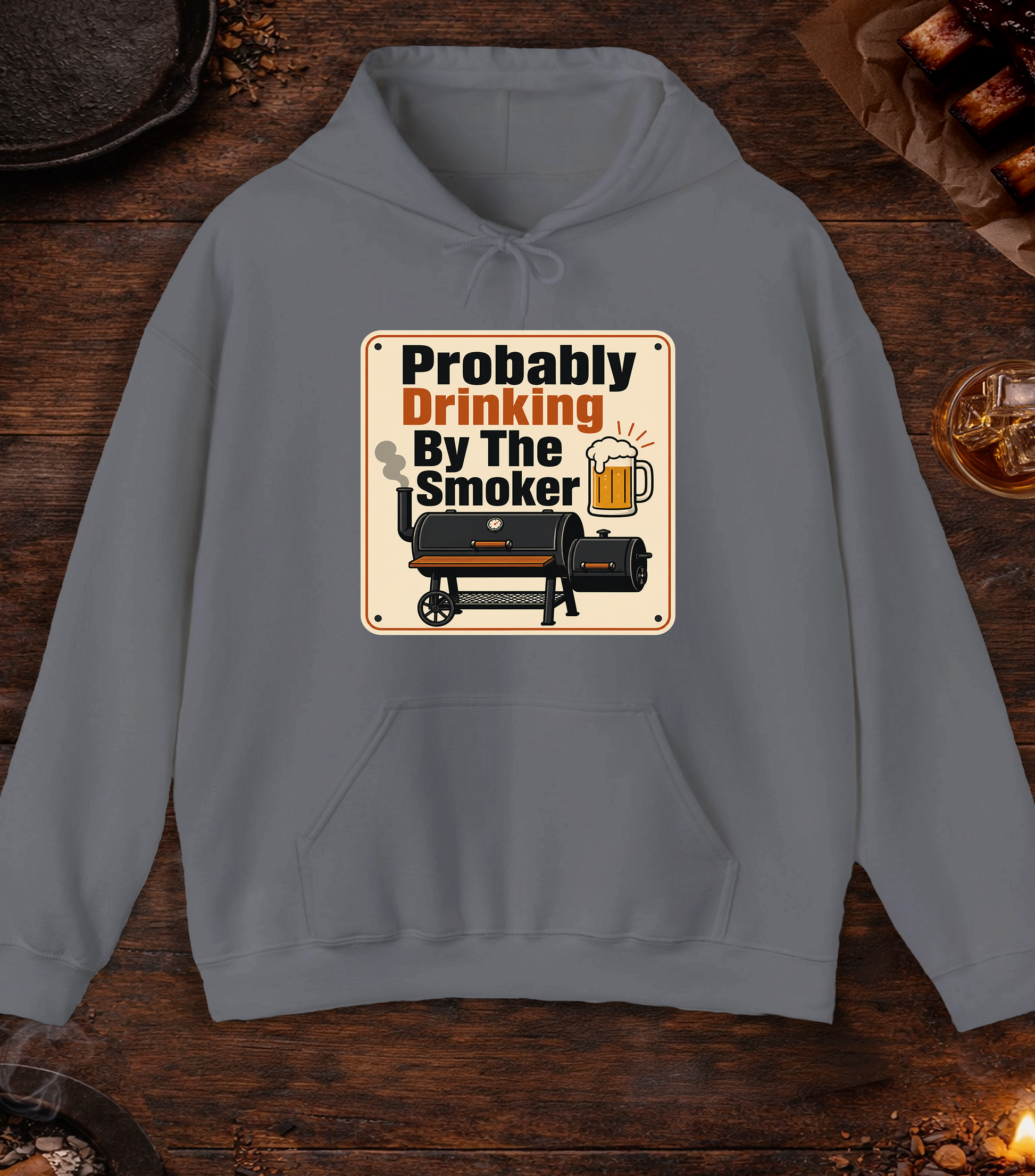 Drinking By Smoker Hoodie - Charcoal