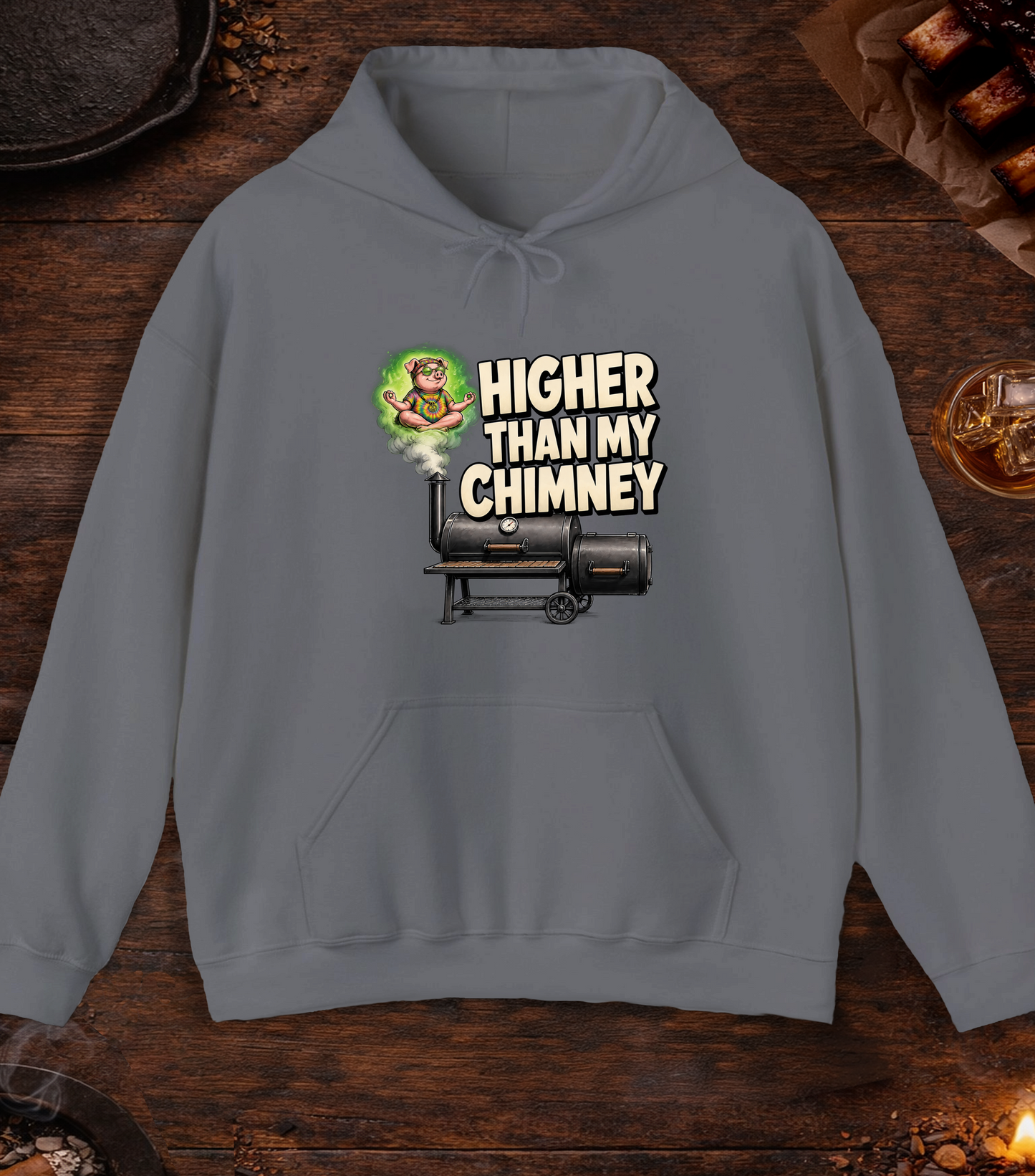 Higher Than Chimeny Hoodie - Charcoal