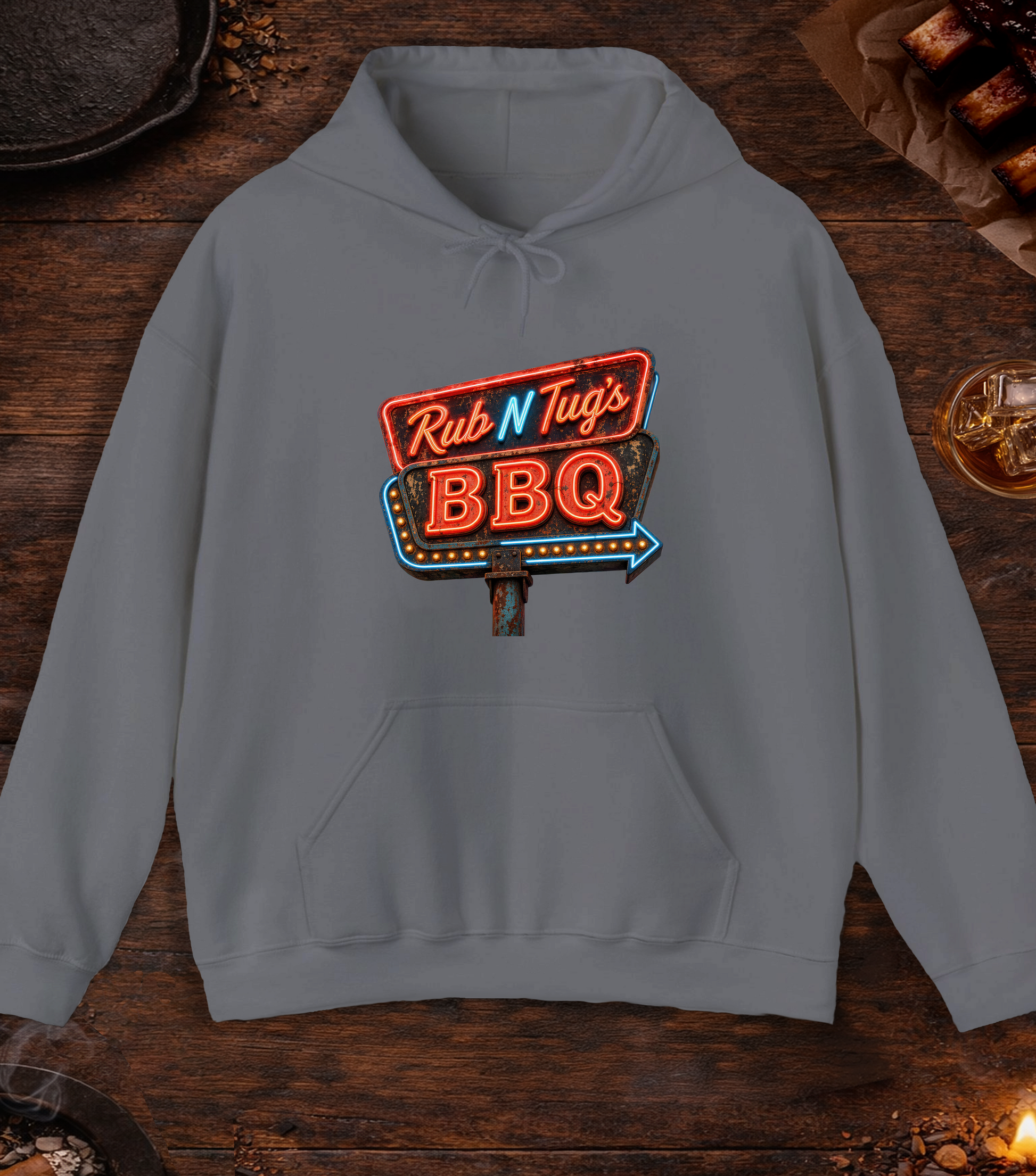 Rub N Tugs BBQ Hoodie - Charcoal