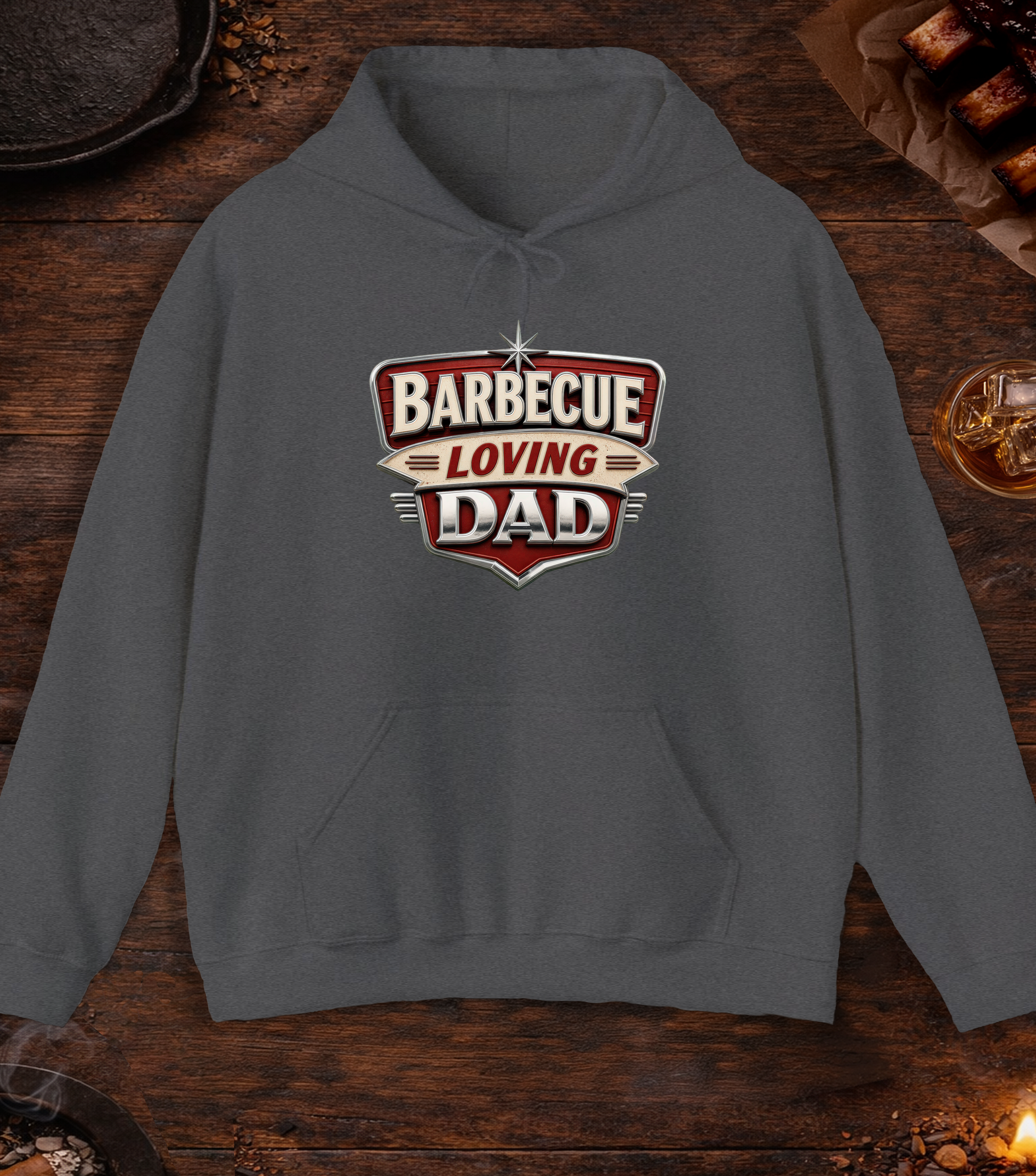 BBQ Loving Dad Hoodie - Dark Heather