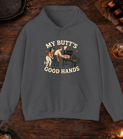My Butt's In Good Hands Hoodie - Dark Heather