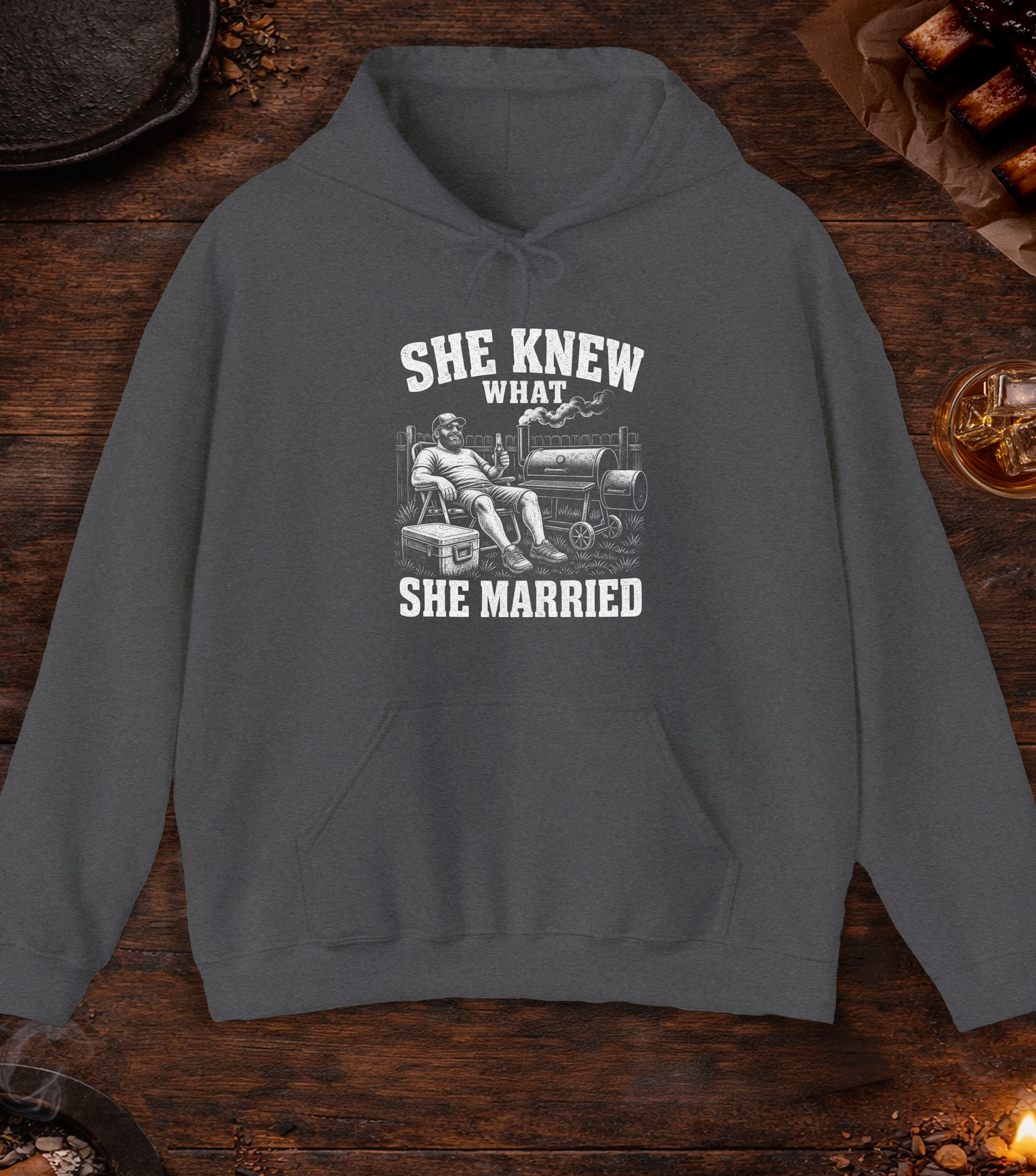 She Knew What She Married Hoodie - Dark Heather