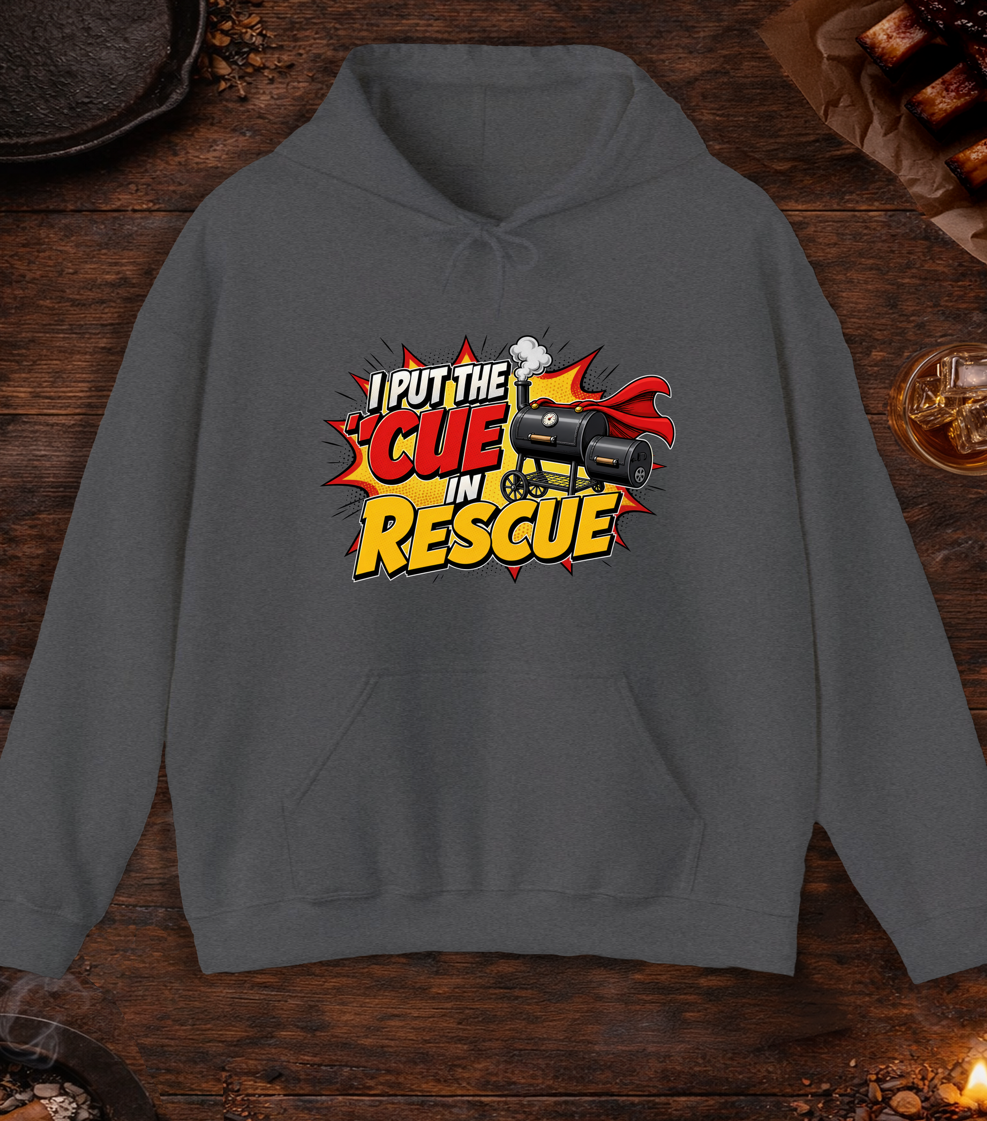 Cue in Rescue Hoodie - Dark Heather