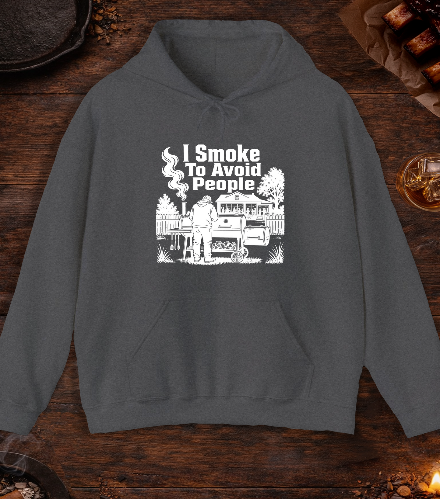 Avoid People Hoodie - Dark Heather