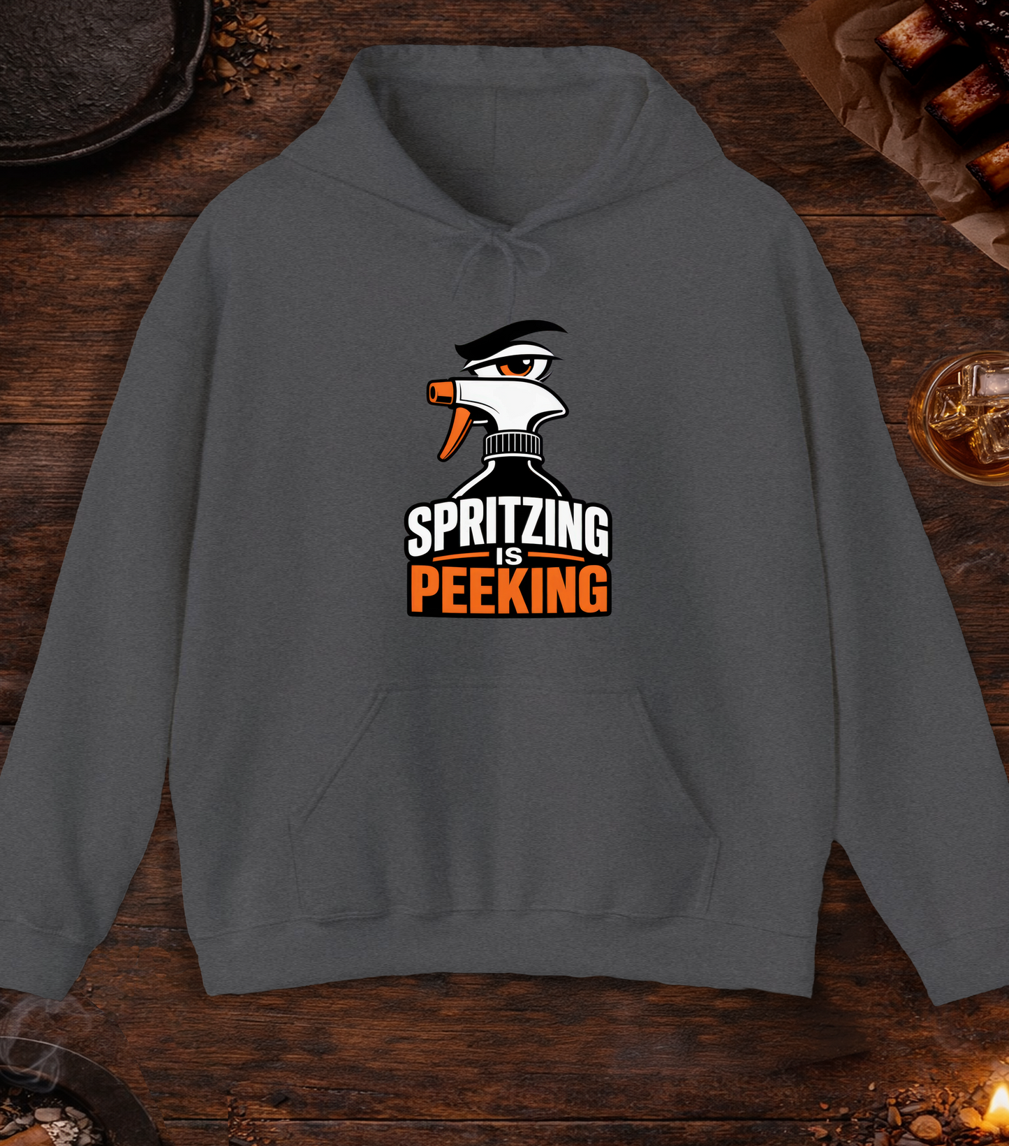 Spritzing Is Peeking Hoodie - Dark Heather