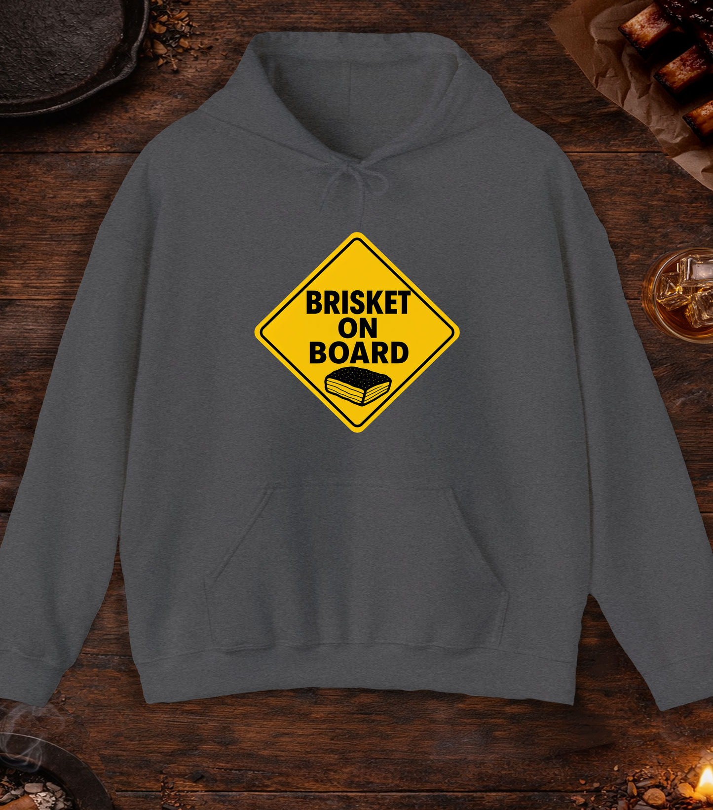 Brisket on Board Hoodie - Dark Heather