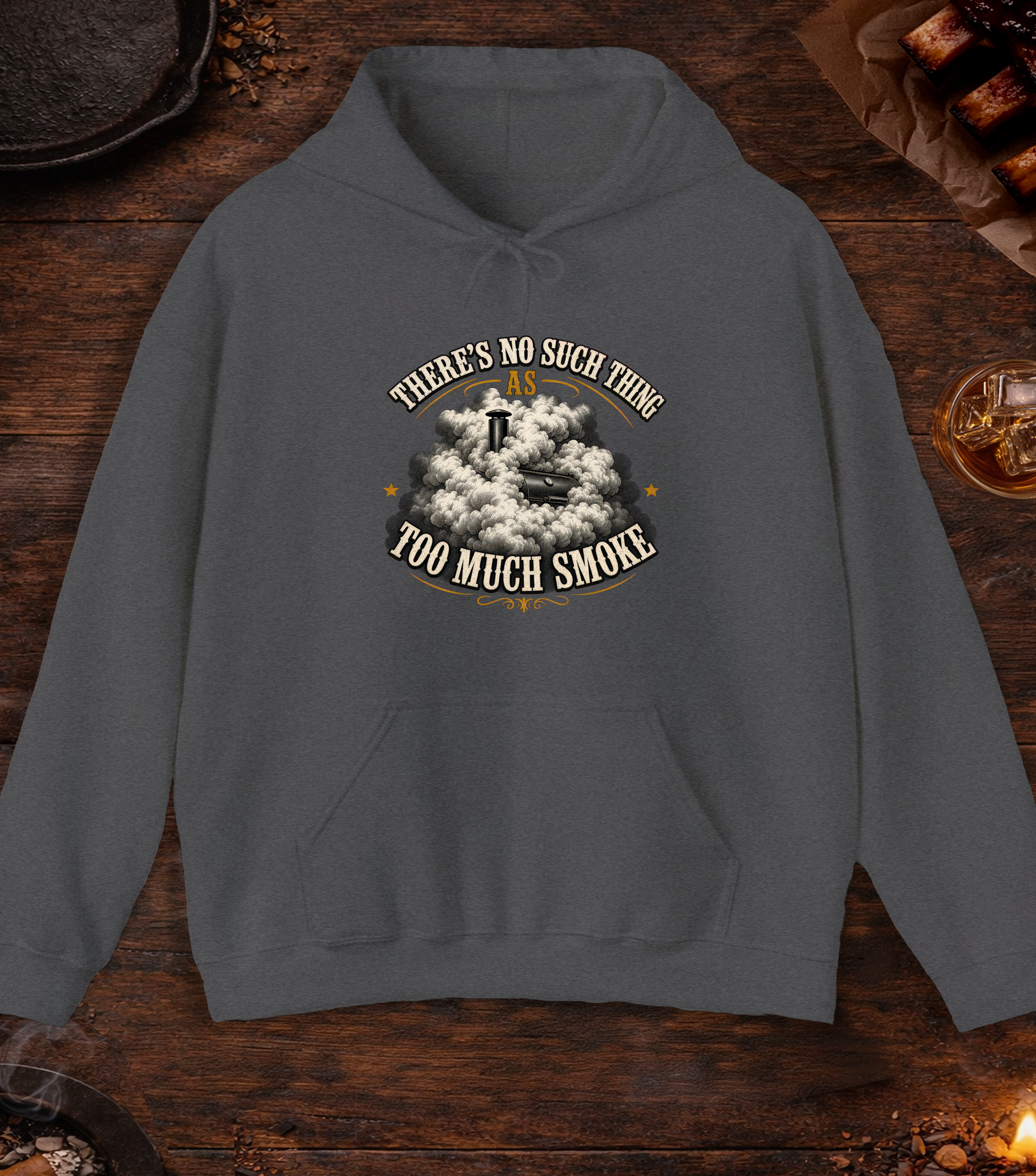 Too Much Smoke Hoodie - Dark Heather