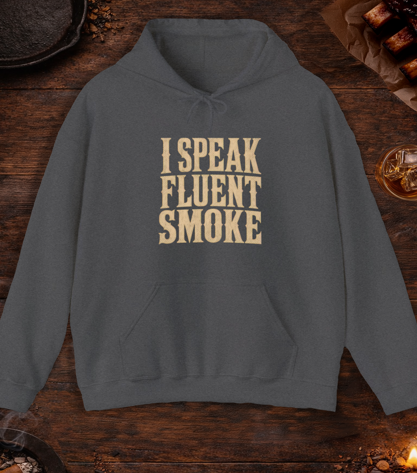 Speak Fluent Smoke Hoodie - Dark Heather
