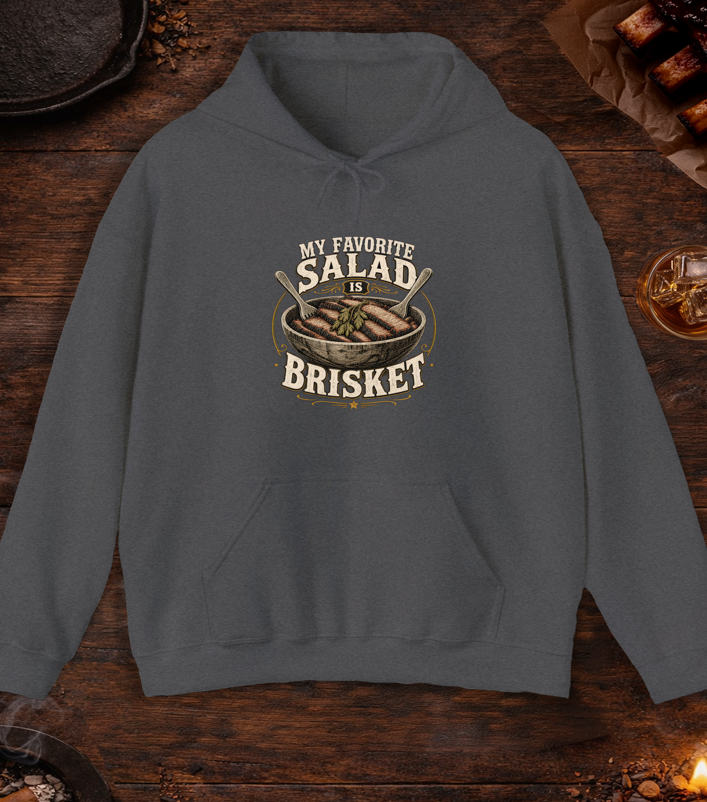 Favorite Salad Is Brisket Hoodie - Dark Heather