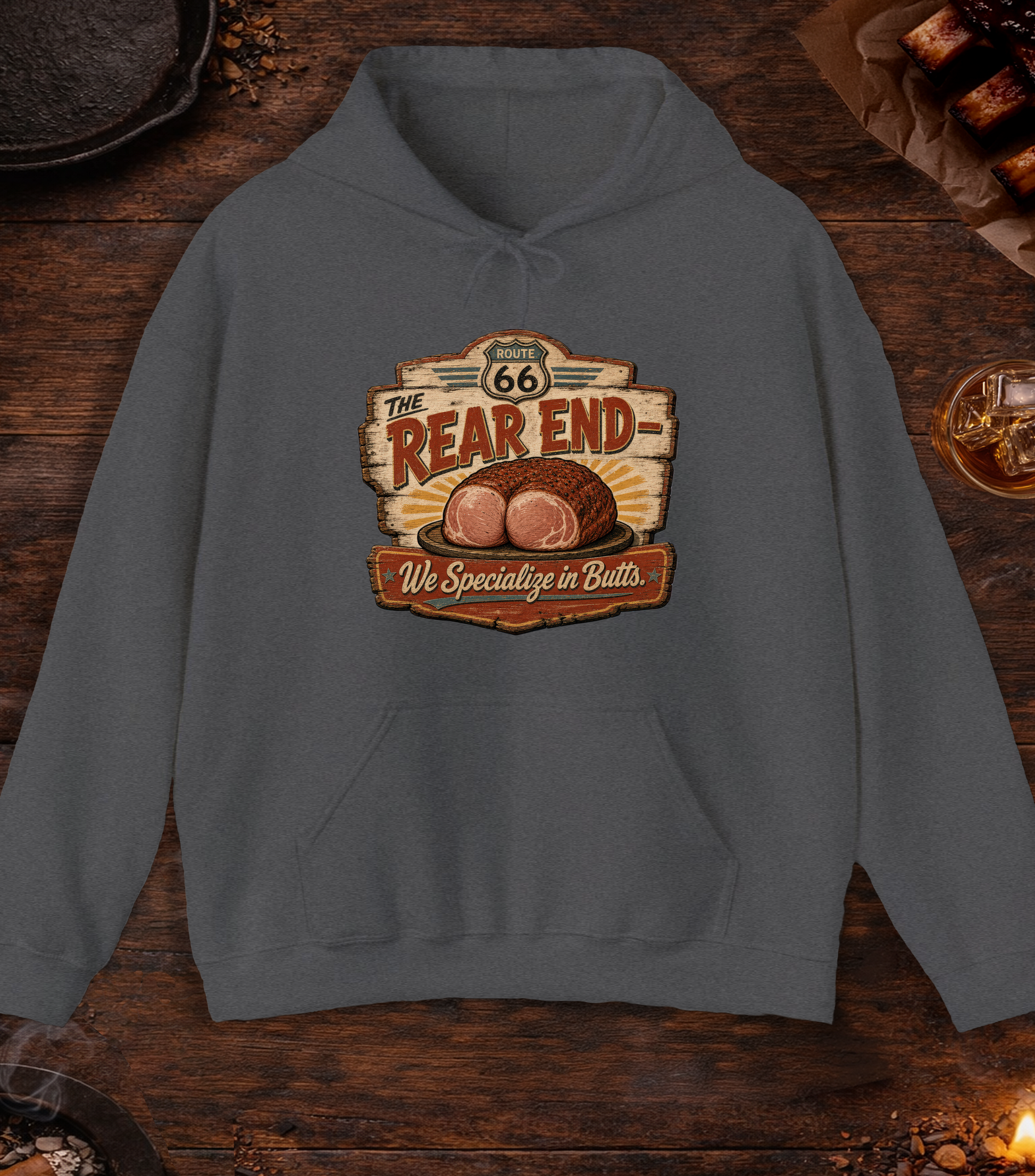 The Rear End Hoodie - Dark Heather