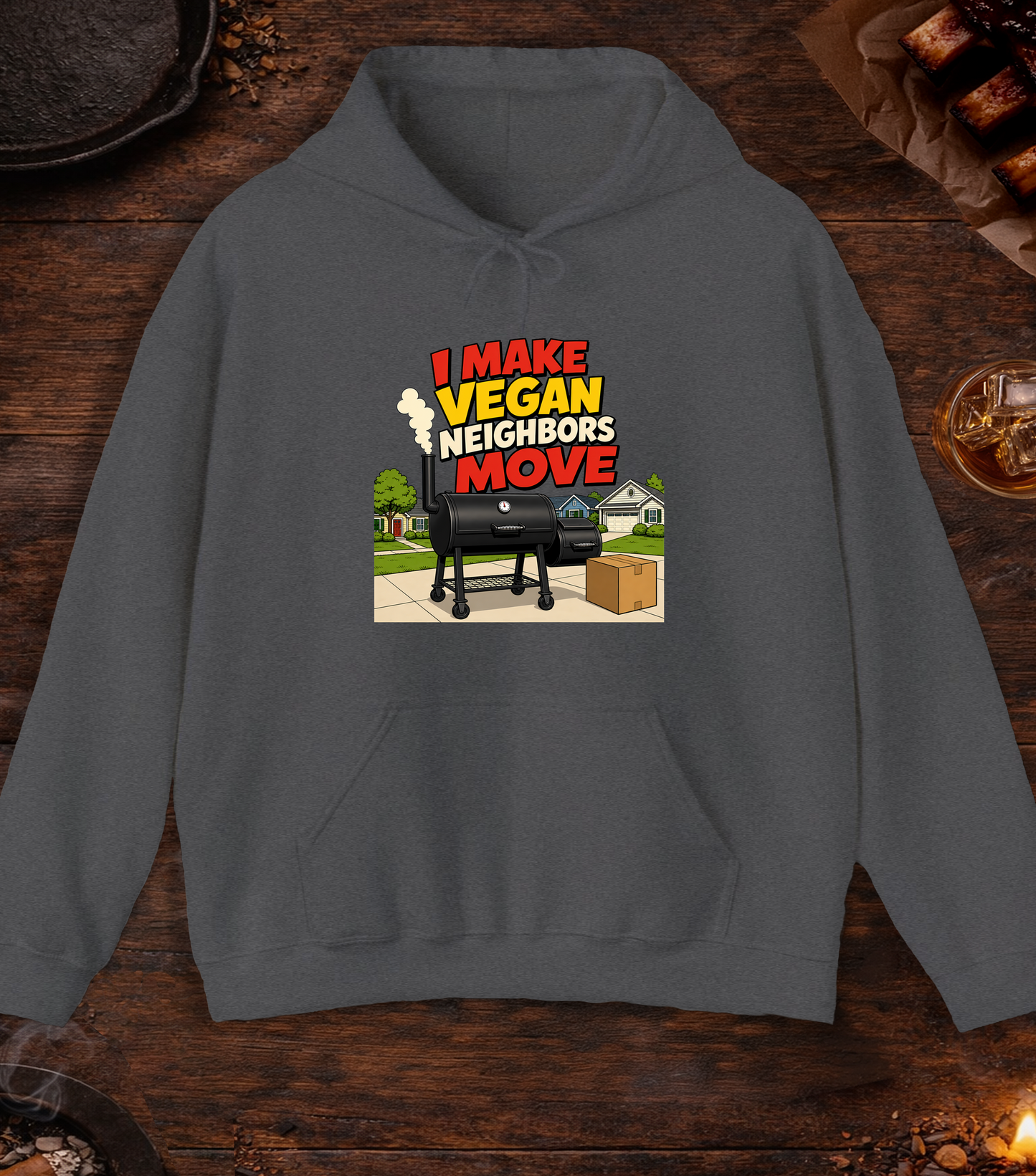 Vegan Neighbors Move Hoodie - Dark Heather