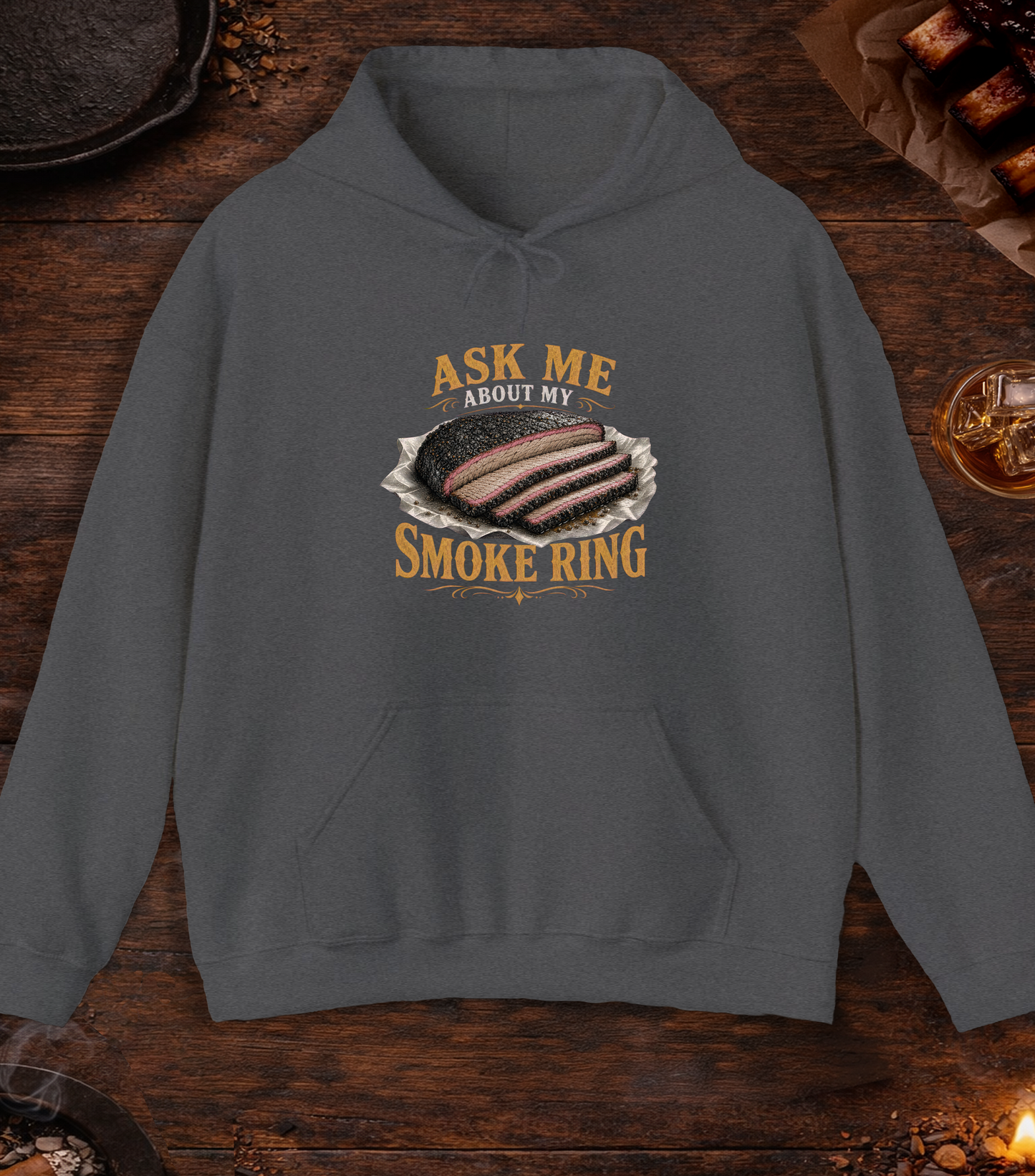 Ask About Smoke Ring Hoodie - Dark Heather