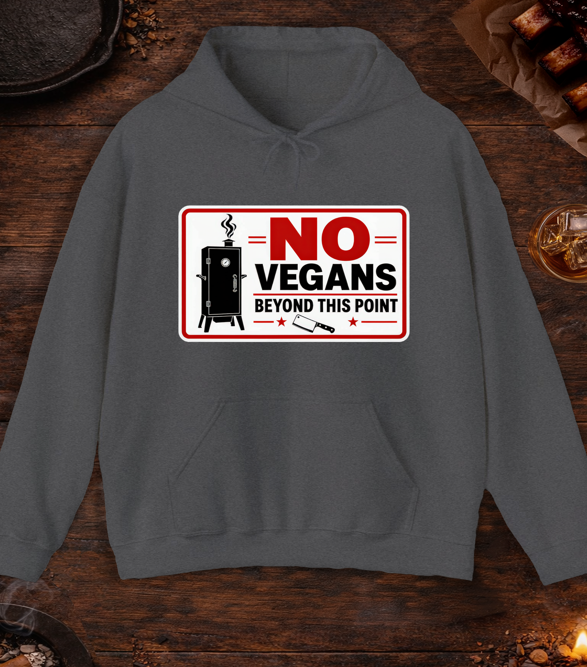No Vegans Hoodie - Dark Heather