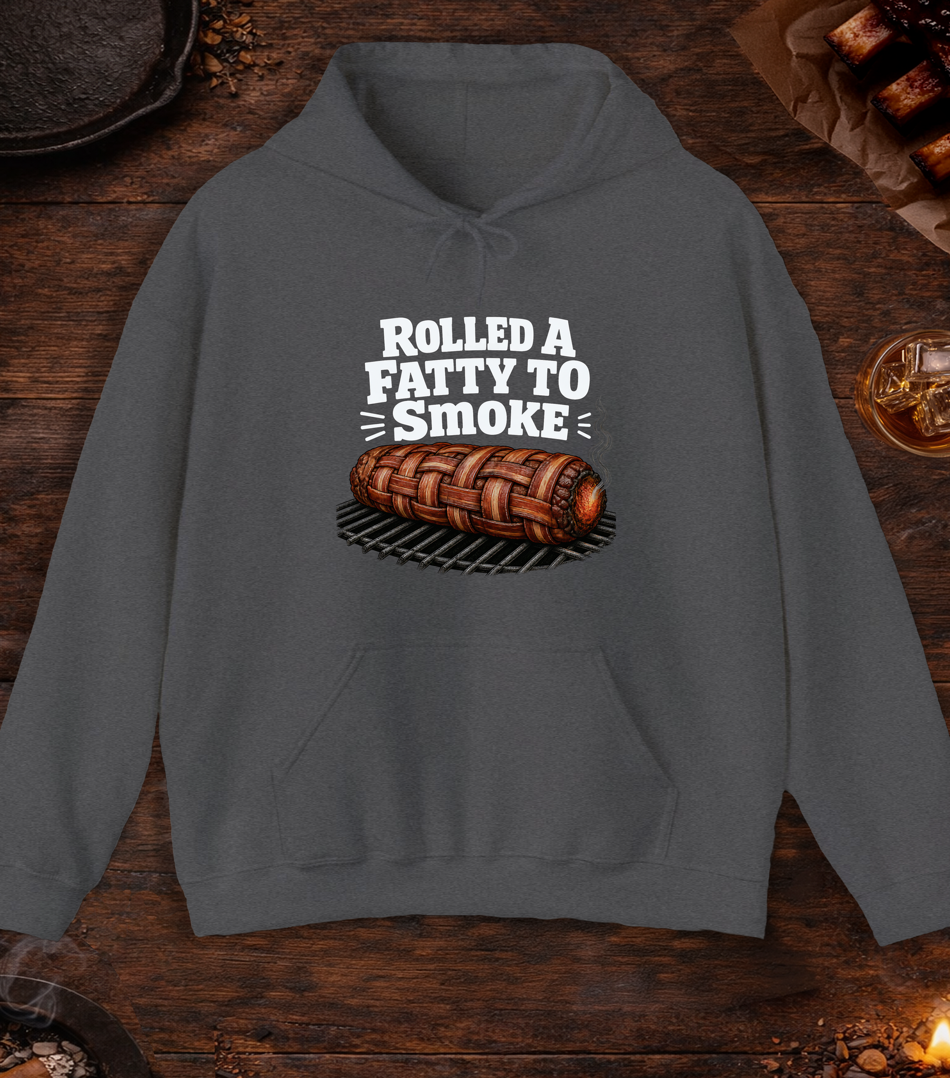 Rolled A Fatty Hoodie - Dark Heather