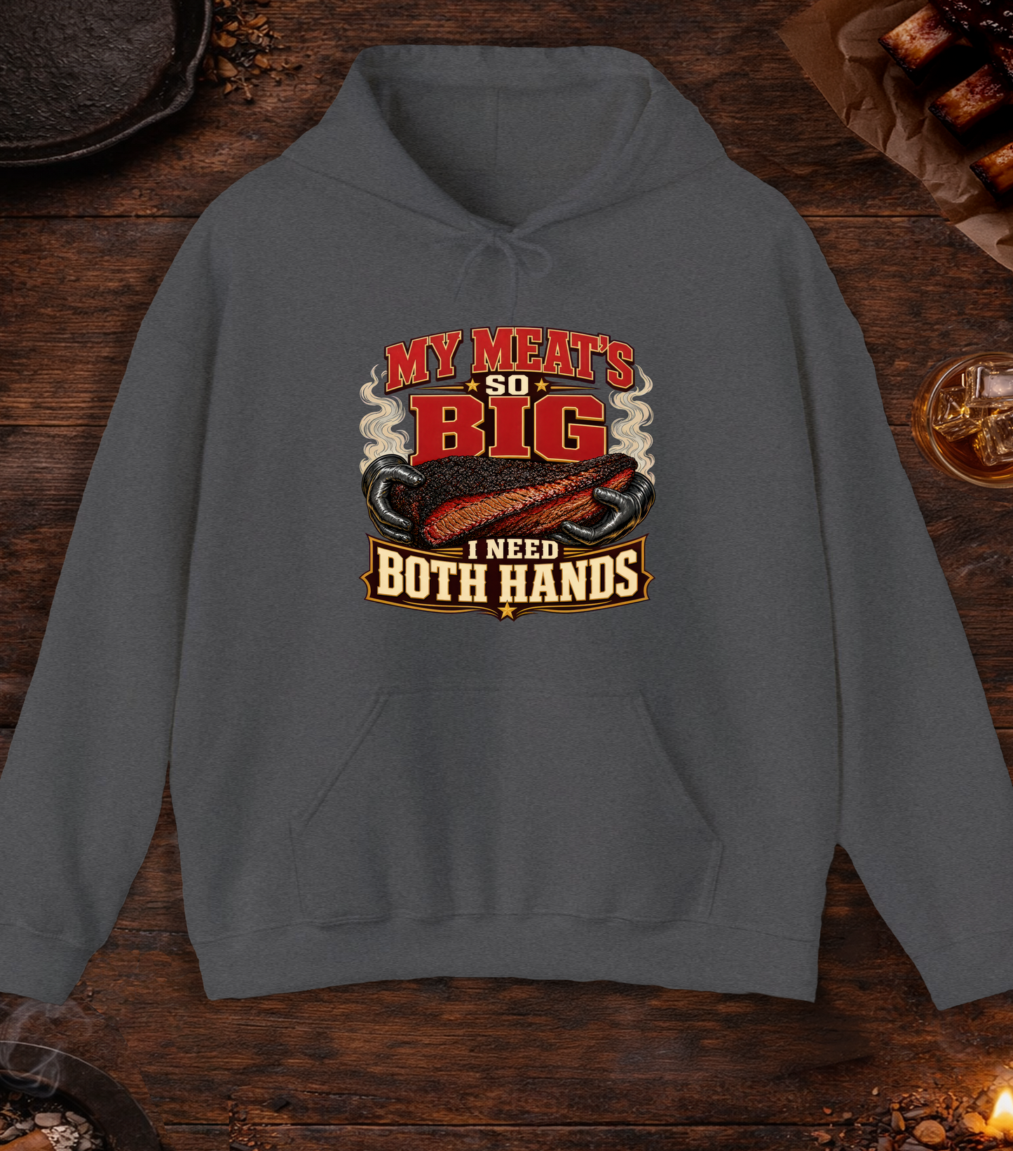 Meats So Big Hoodie - Dark Heather