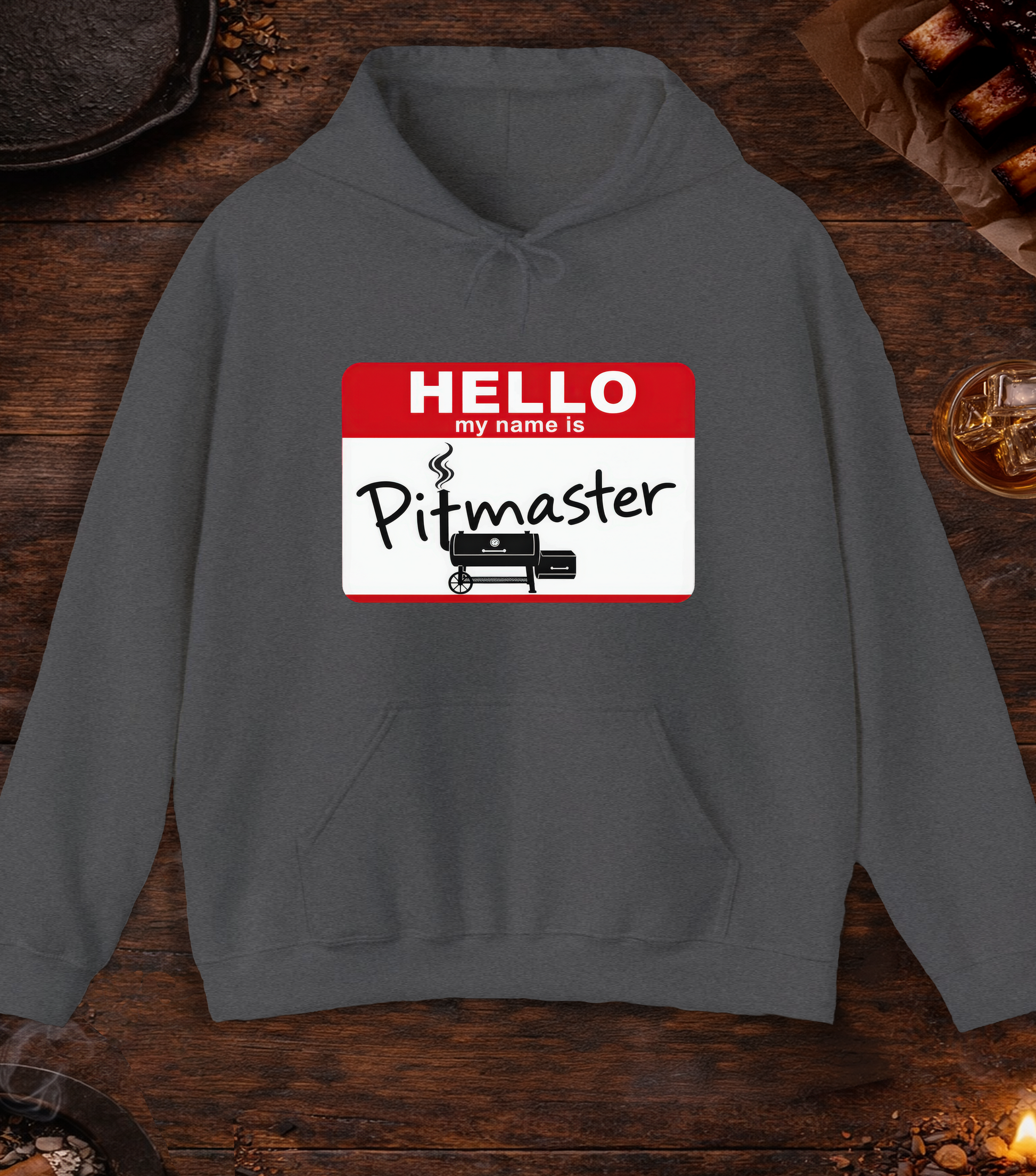 Hello My Name Is Pitmaster Hoodie - Dark Heather