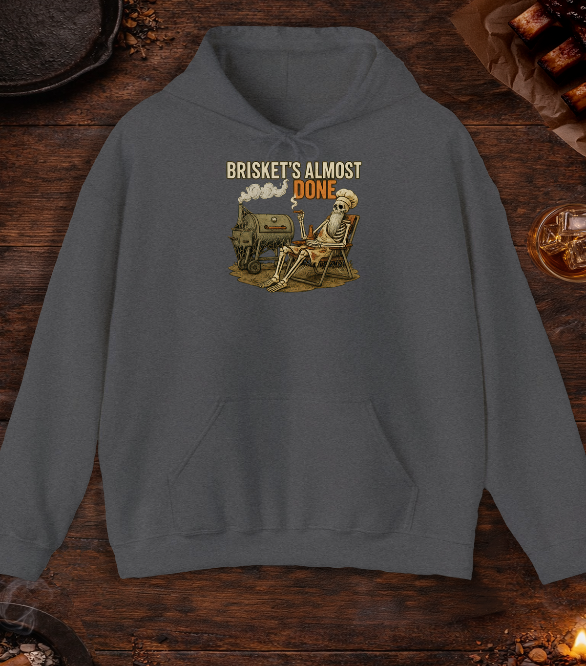 Briskets Almost Done Hoodie - Dark Heather
