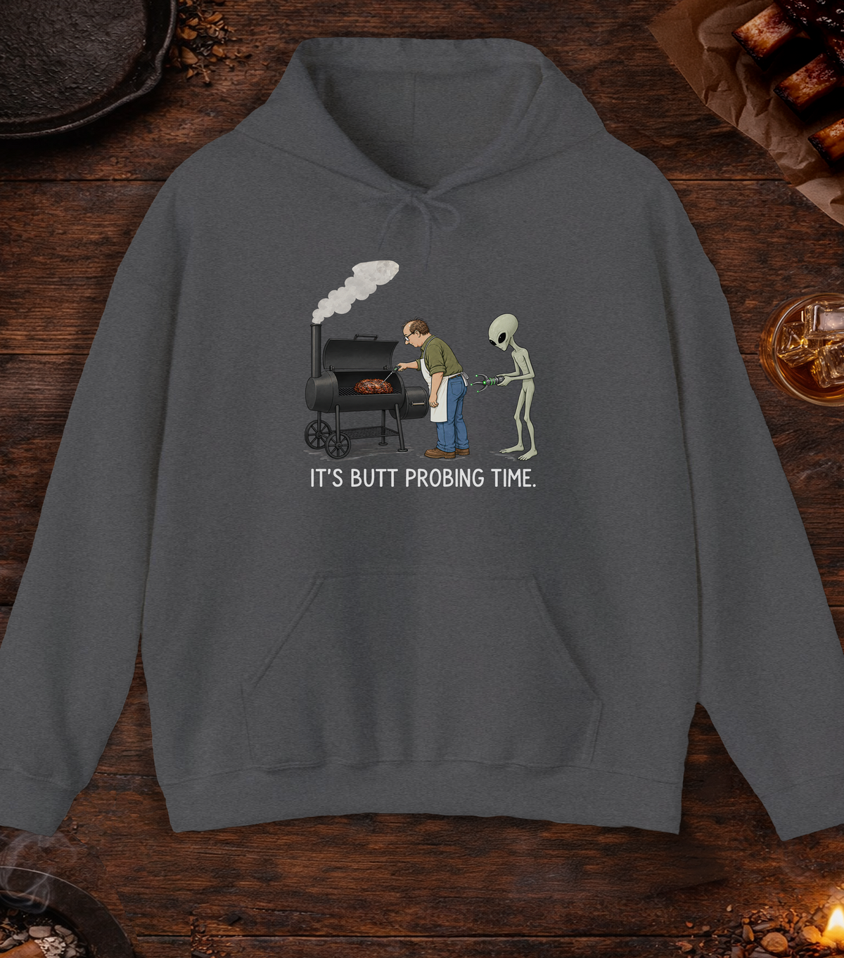 Butt Probing Time Hoodie - Dark Heather