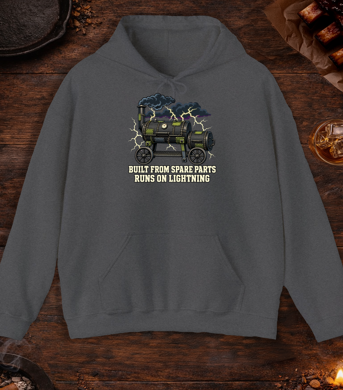Runs on Lightning Hoodie - Dark Heather
