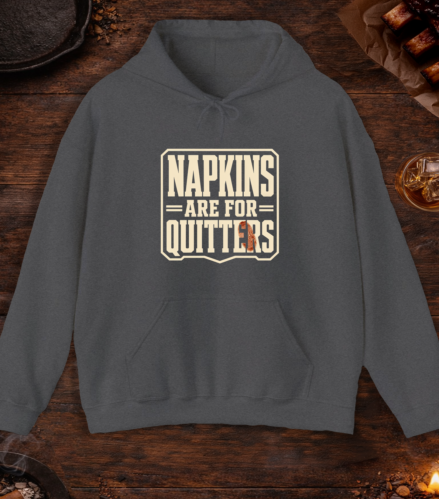 Napkins for Quitters Hoodie - Dark Heather