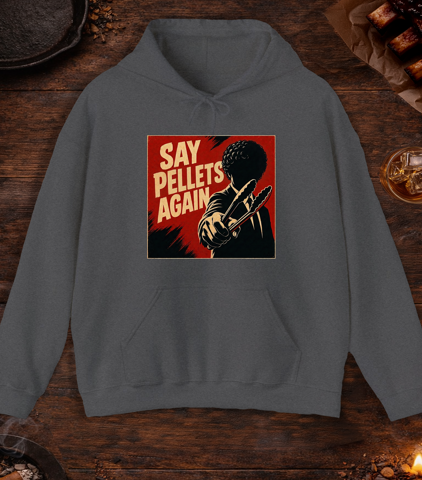 Say Pellets Again Hoodie - Dark Heather
