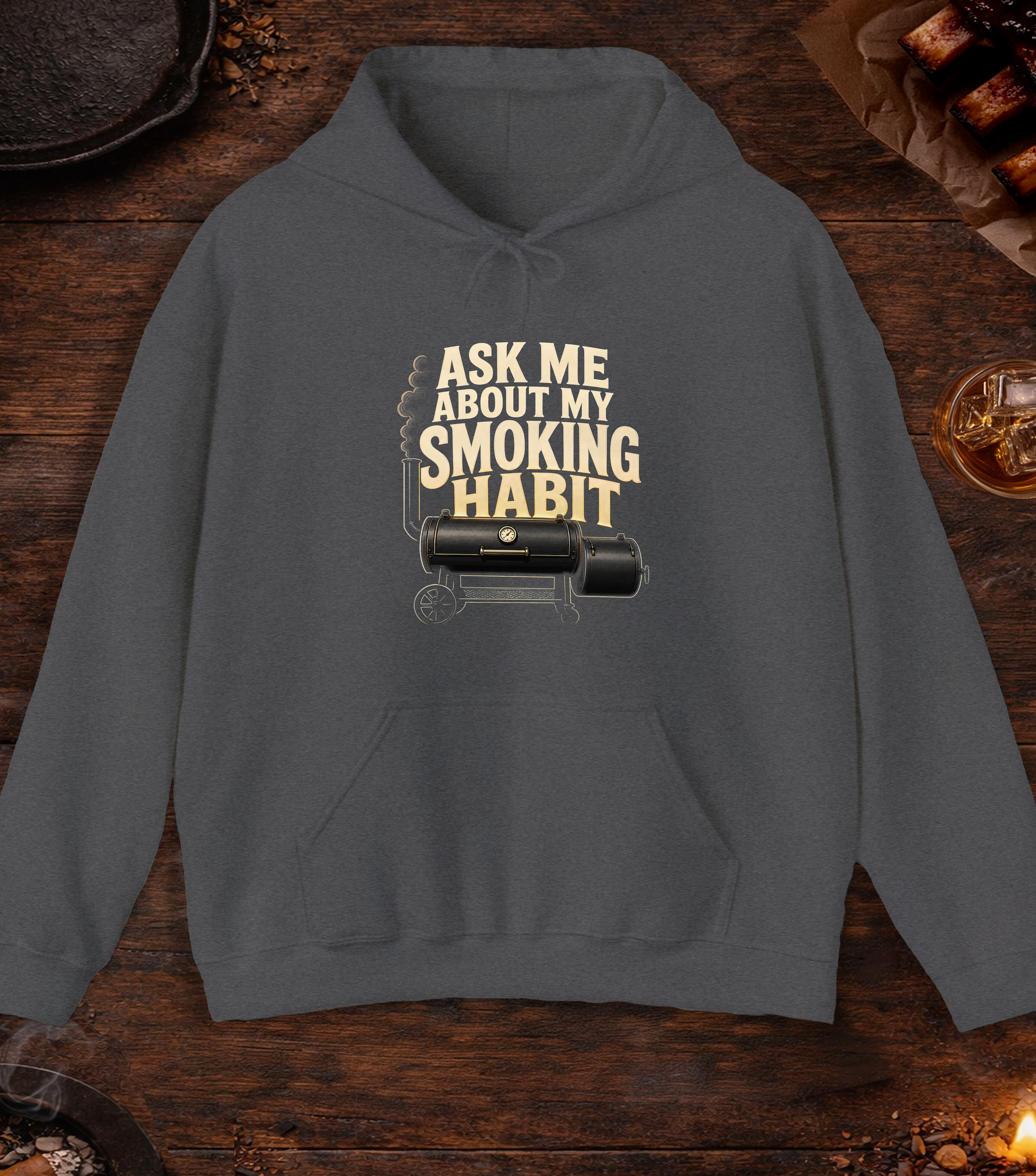 Smoking Habit Hoodie - Dark Heather