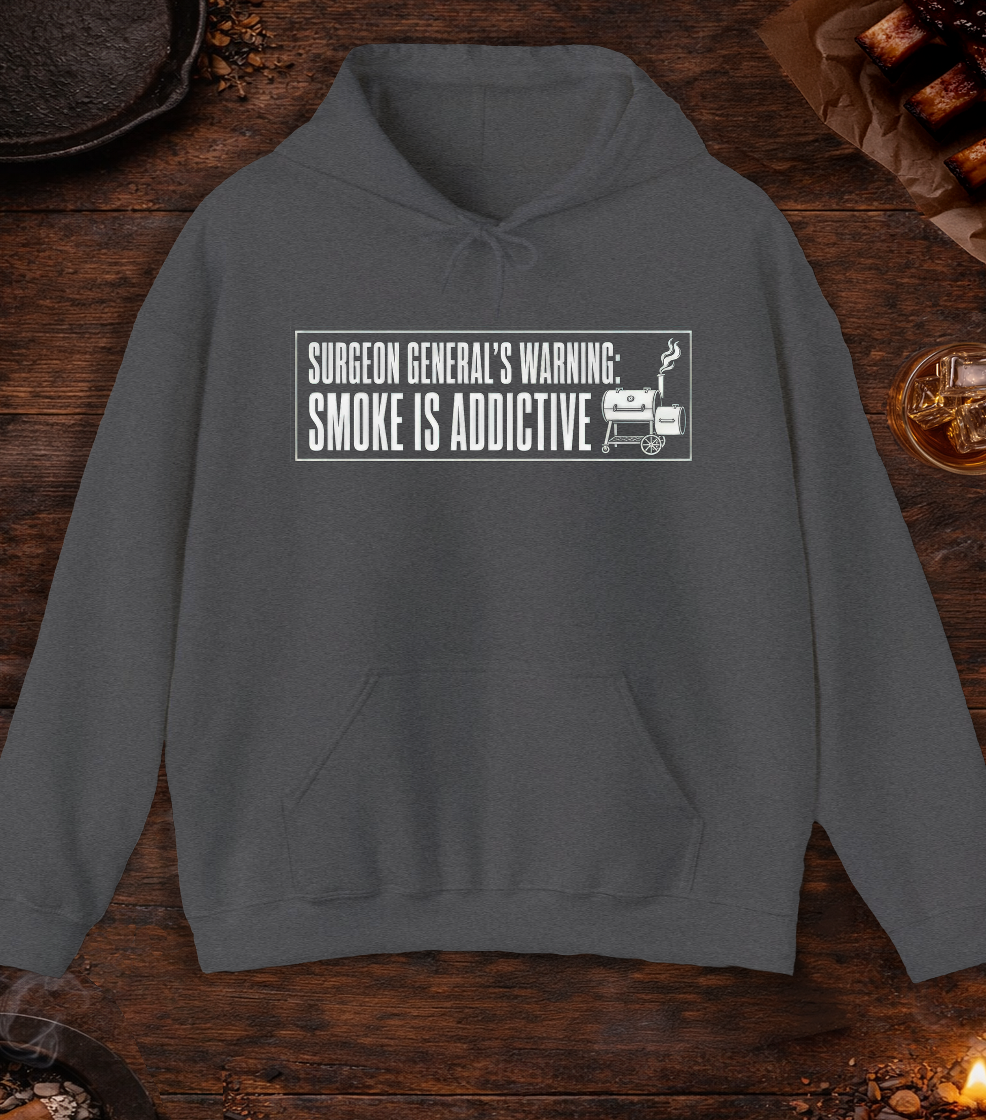 Surgeon General's Warning: Smoke Is Addictive Hoodie - Dark Heather