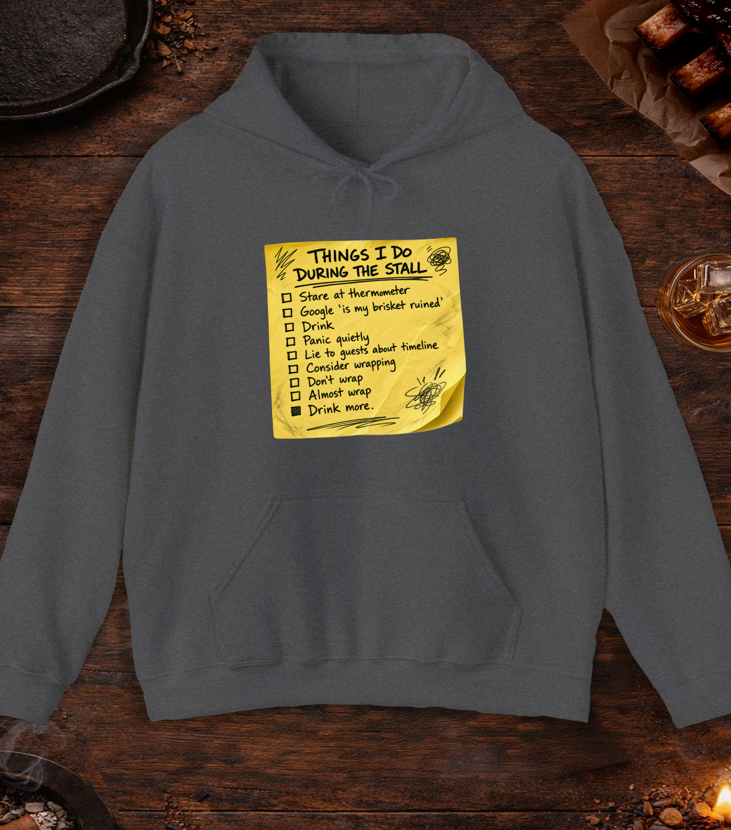 Things I Do During Stall Hoodie - Dark Heather