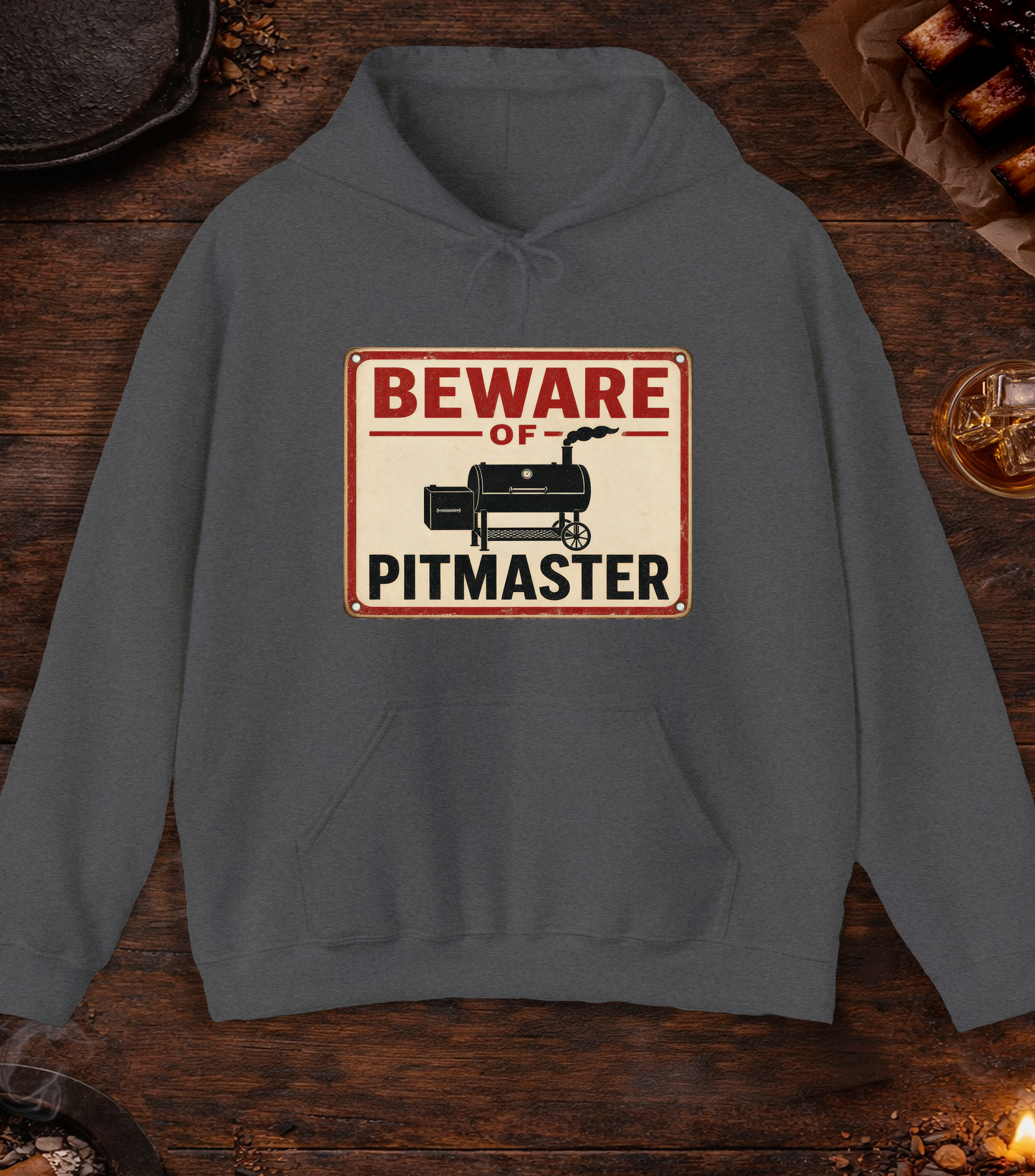 Beware of Pitmaster Hoodie - Dark Heather