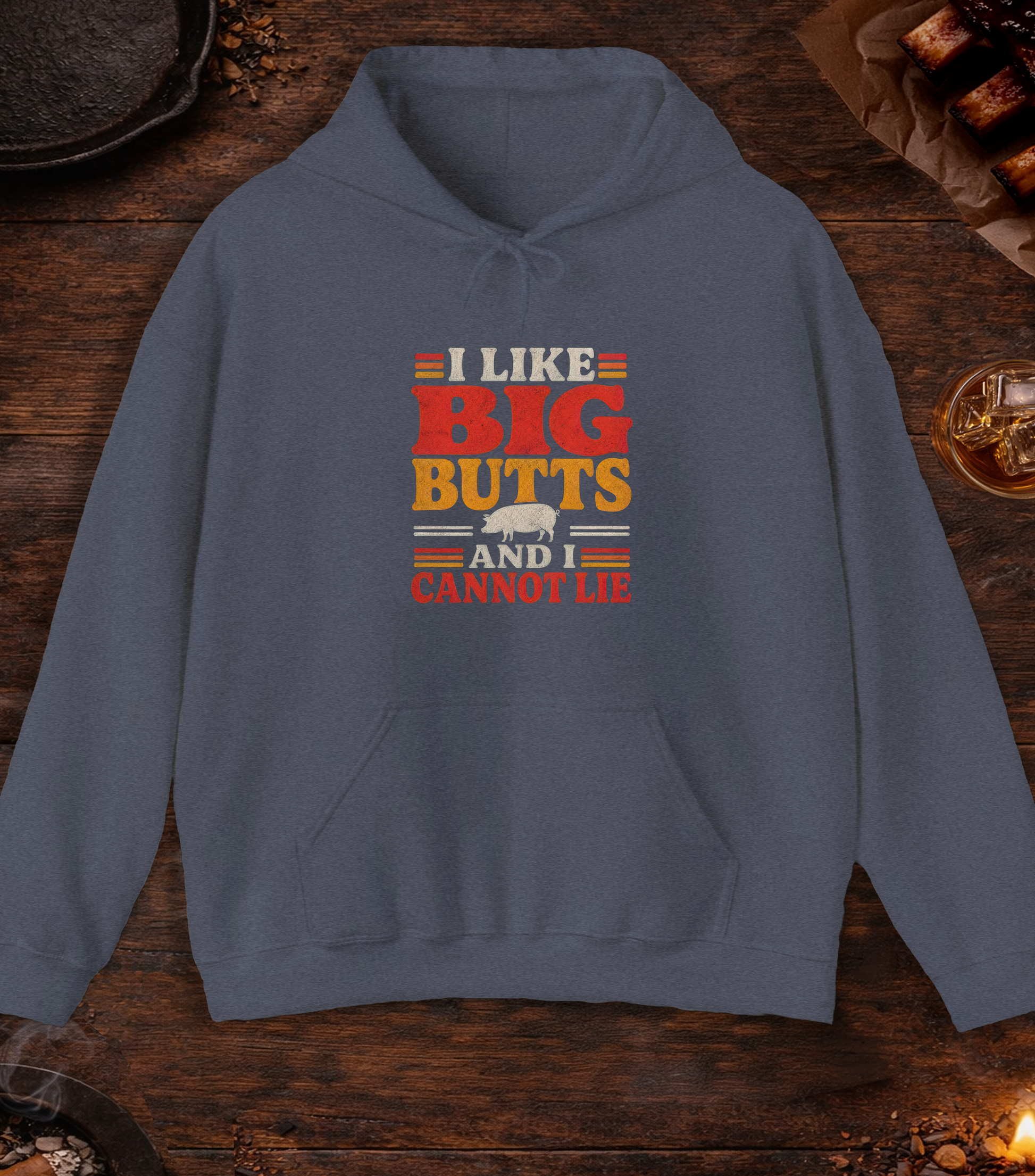 Like Big Butts Hoodie - Heather Navy