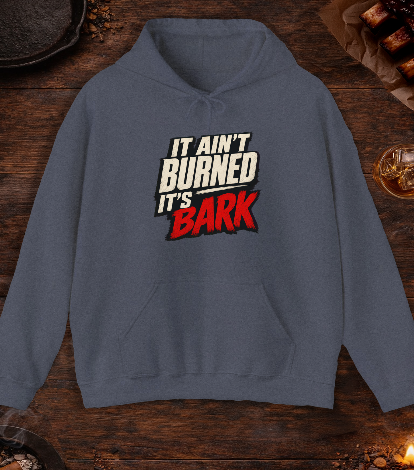 Not Burned Bark Hoodie - Heather Navy