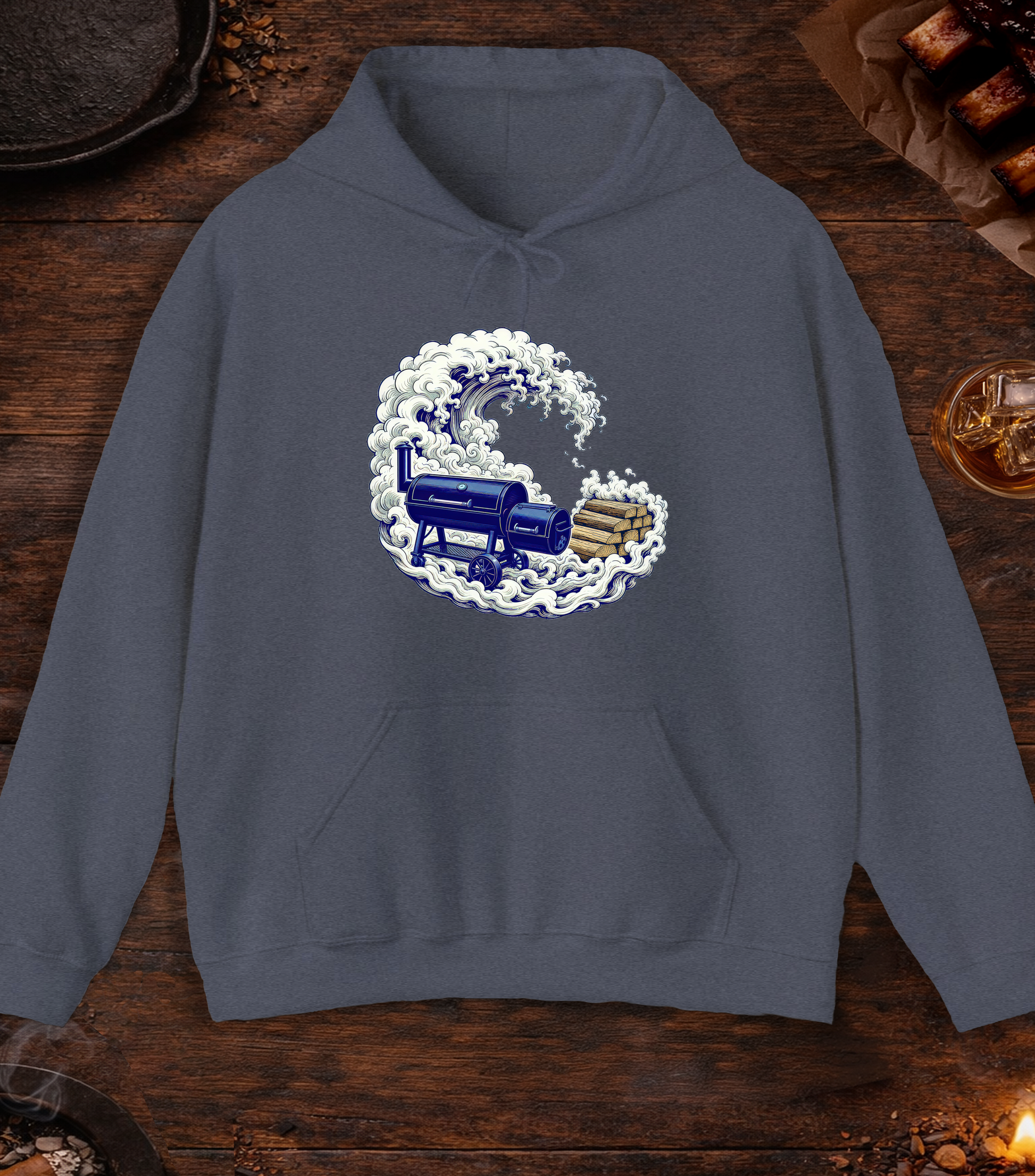 Smoke Wave Hoodie - Heather Navy