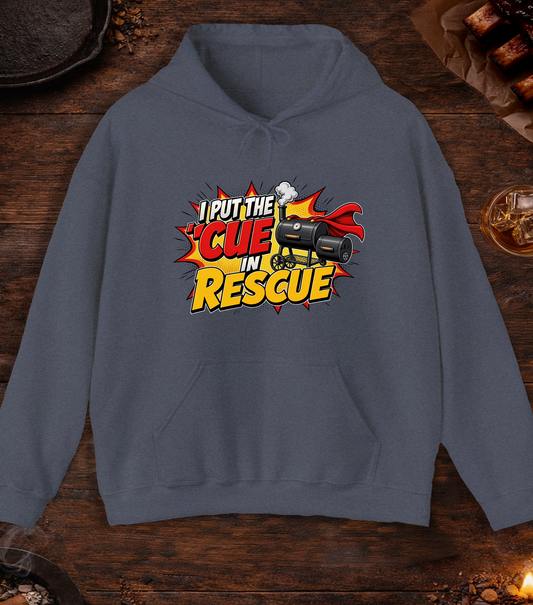 Cue in Rescue Hoodie - Heather Navy